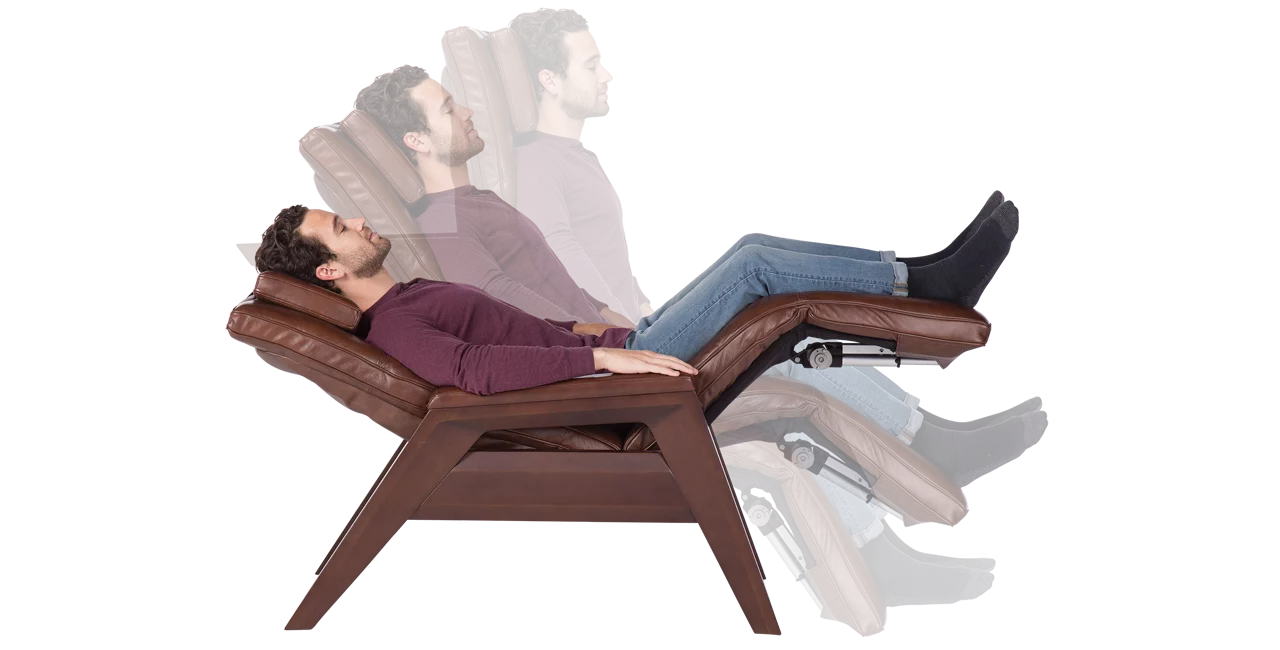 Human Touch Gravis Zero Gravity Chair - Mahogany Base and Gray Pad Set