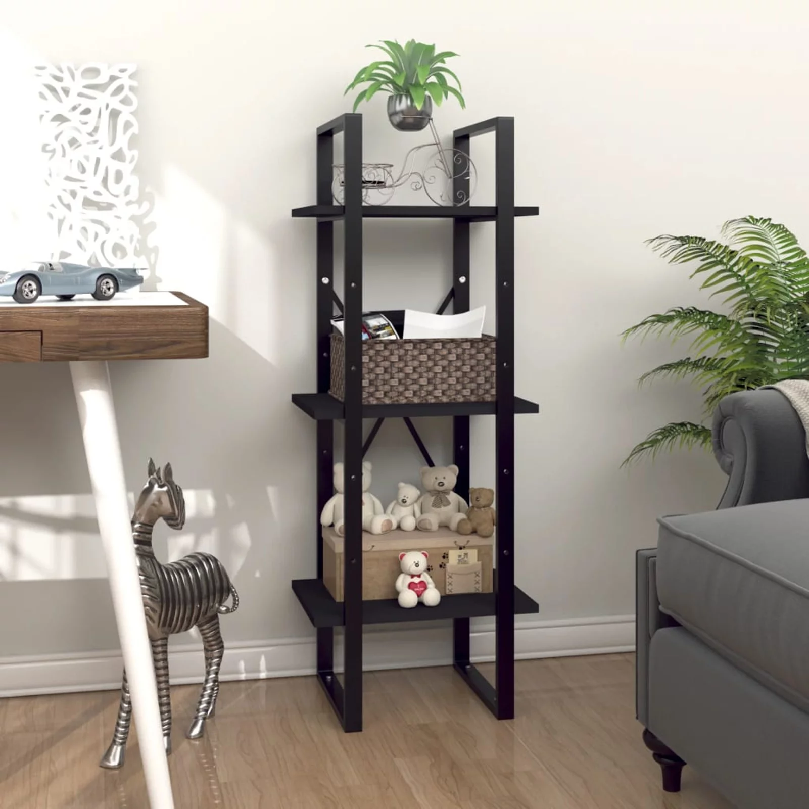 Aibecy 3-Tier Book Cabinet Black 15.7