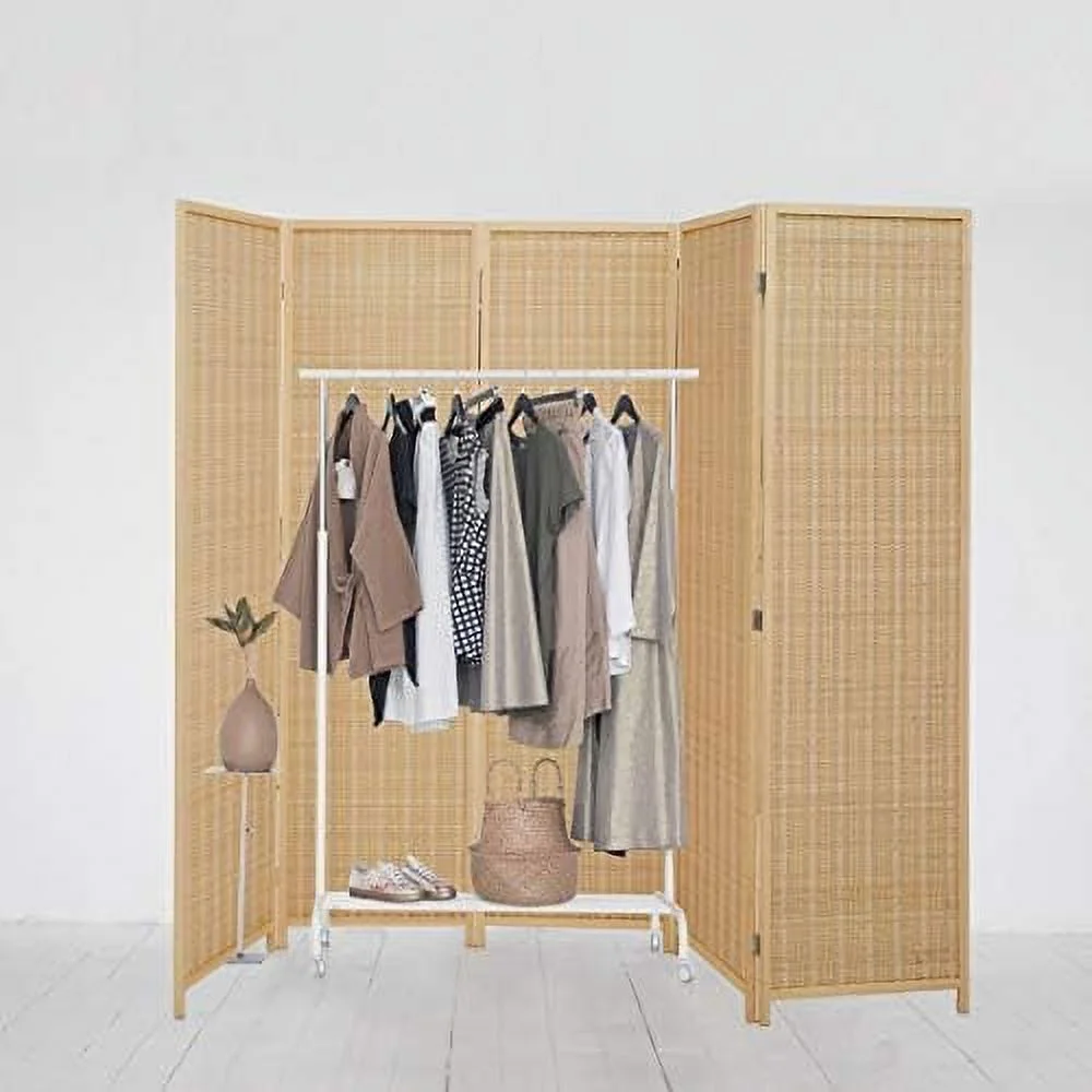 JYHOME Room Divider Privacy Screen with Natural  4-Panel 5-Panel 6-Panel Folding Privacy Screens Freestanding Room Divider