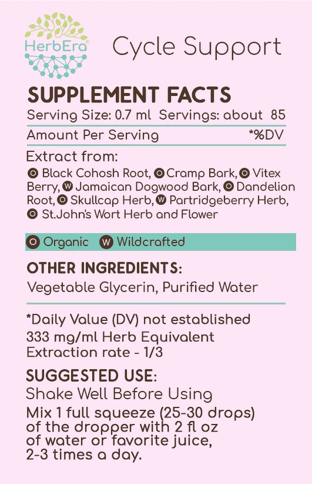 Cycle Support Alcohol-FREE Extract Tincture. PMS Support 2 oz