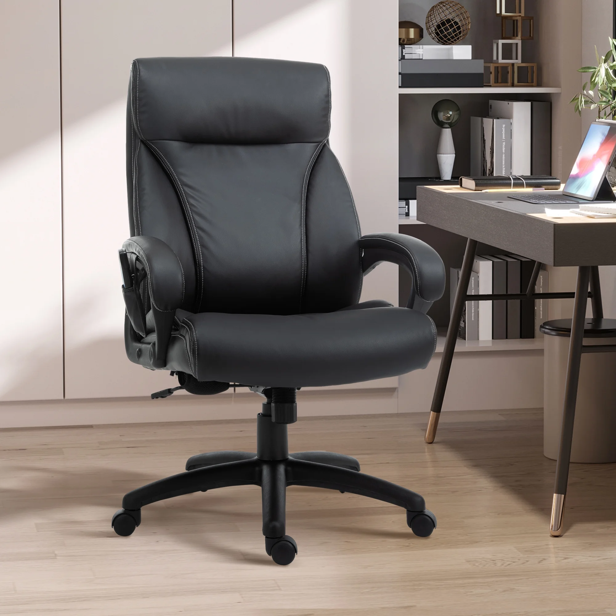 Vinsetto PU Leather 6-Point Massage Office Chair, Black