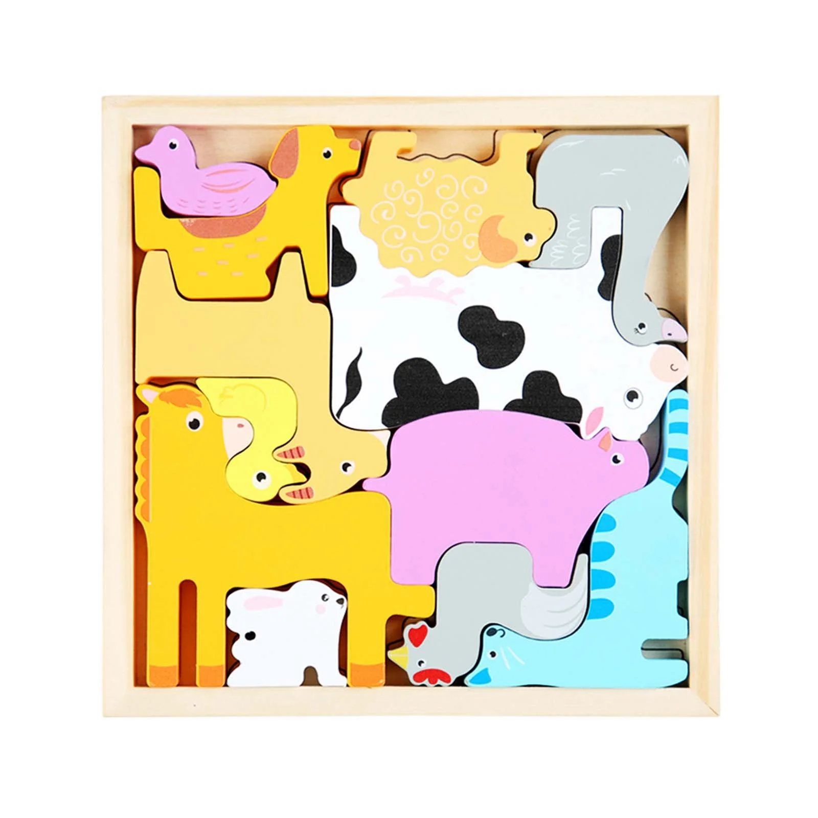iju7gthy Toys for Ages 2-4 Montessori 4Th of July Party Children's Early EducationPuzzle Theme Fruit AnimalationThree Puzzle Building Kindergarten Enlightenment Toy Puzzle Board