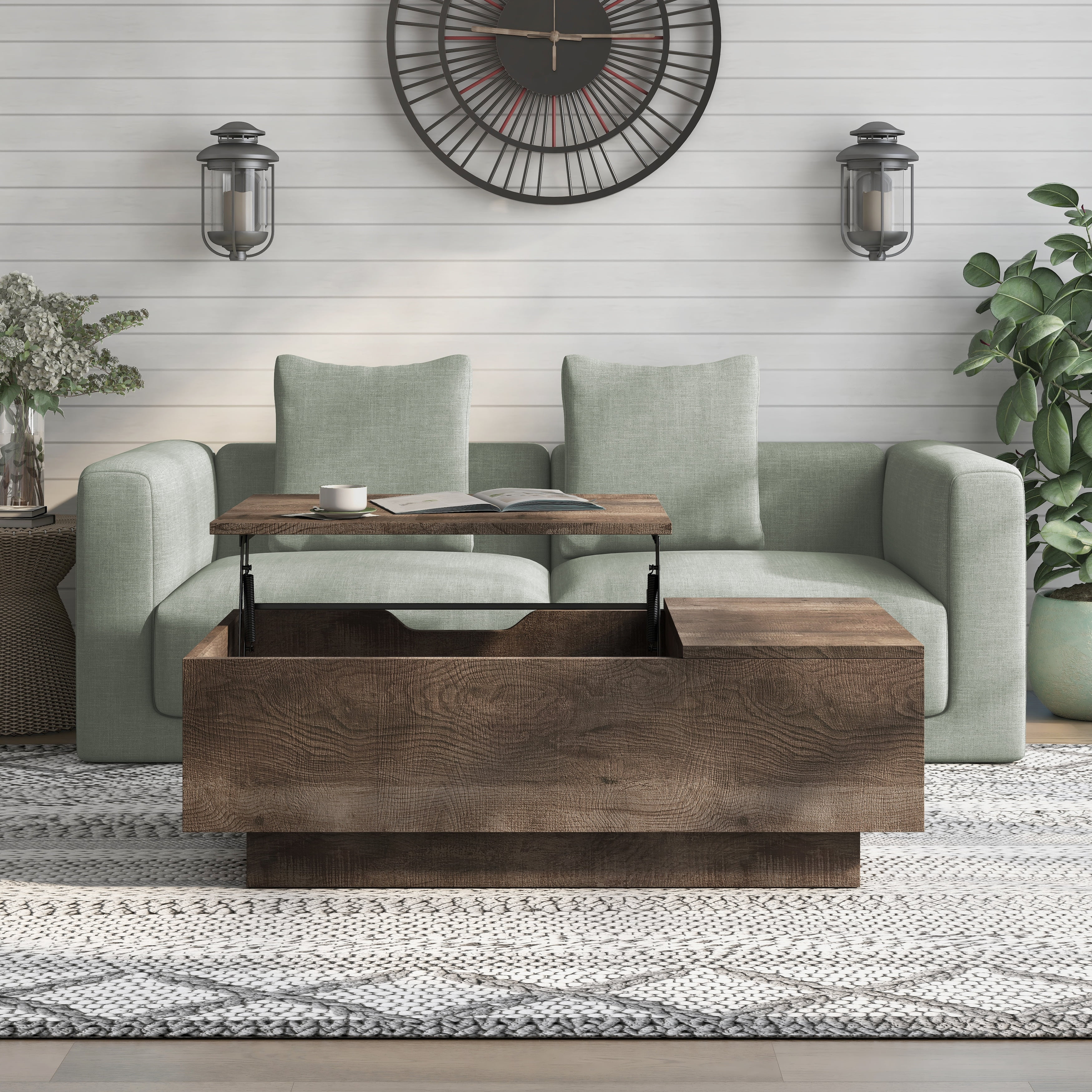 Furniture of America Uver Rustic 47-inch 1-Shelf Lift-top Coffee Table by  Reclaimed Oak