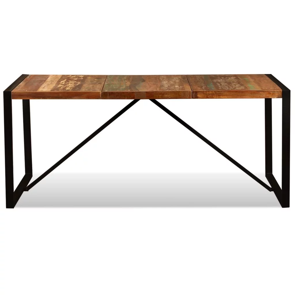 Anself Dining Table Reclaimed Wood Top Tabletop Powder-Coated Steel Frame Industrial Style Table for Kitchen, Dining Room, Kitchen Home Furniture 70.9 x 35.4 x 29.9 Inches (L x W x H)