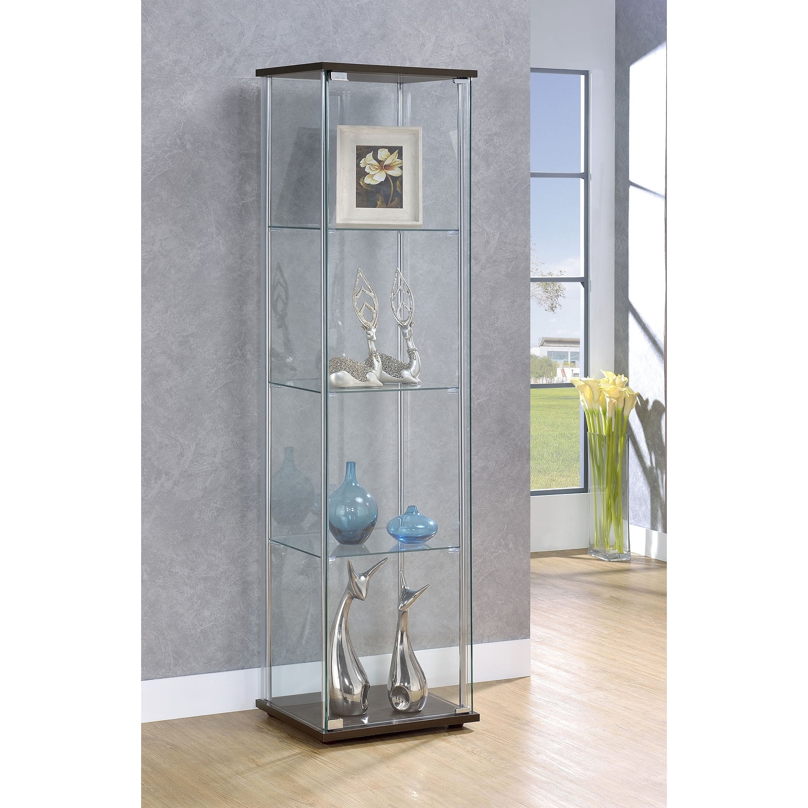 Coaster  Furniture Glass and Capuccino 4-shelf Curio Cabinet