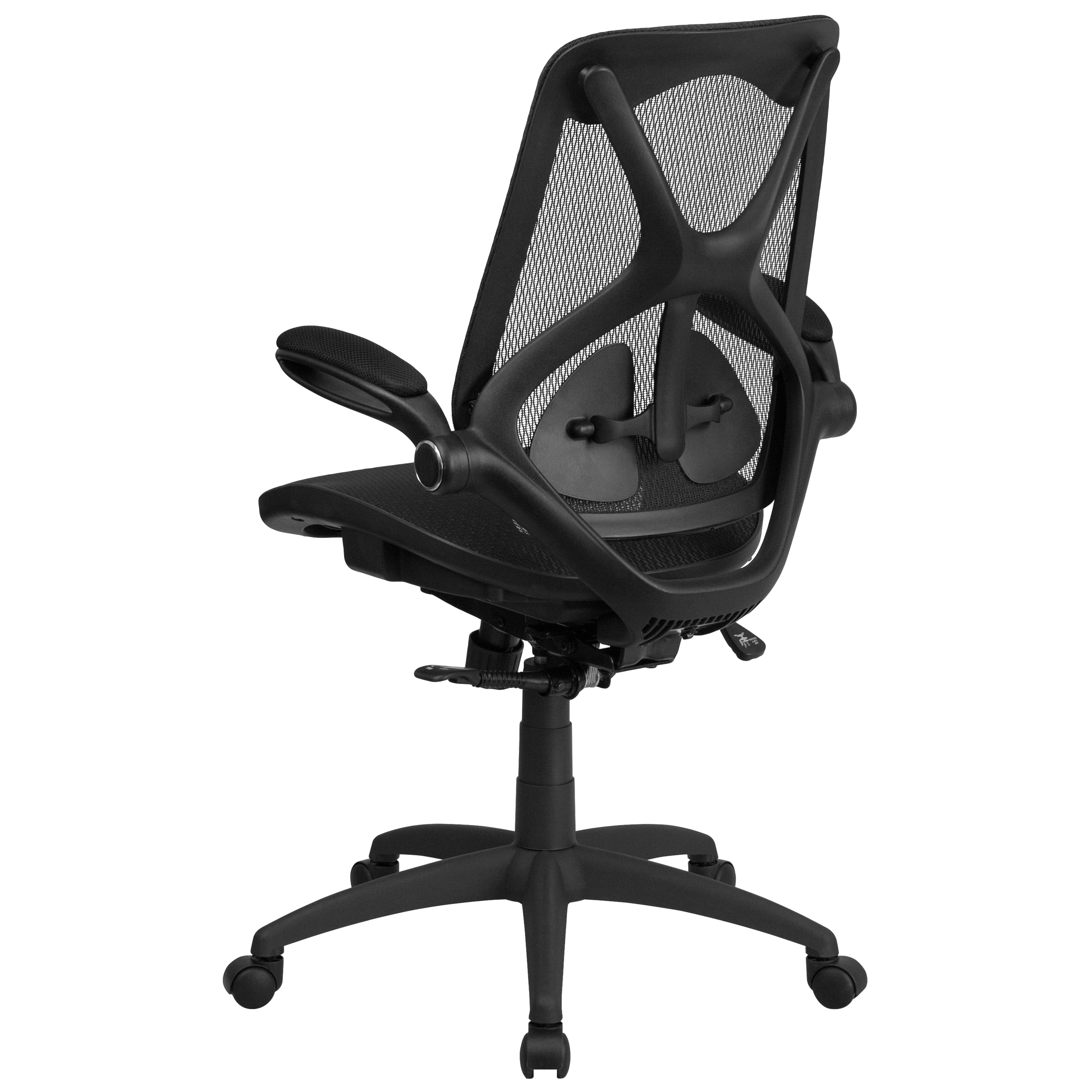 Flash Furniture High Back Transparent Black Mesh Executive Ergonomic Office Chair with Adjustable Lumbar, 2-Paddle Control & Flip-Up Arms