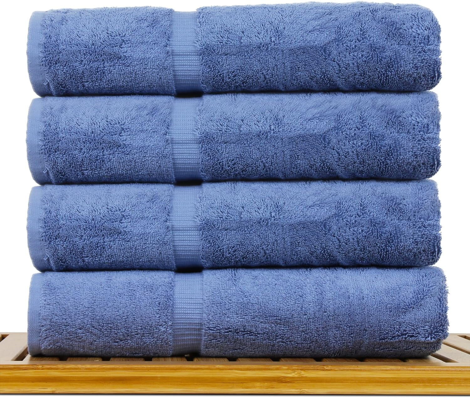 Luxury Hotel & Spa Ultra Soft Bath Towels 100% Turkish Cotton - Wedgewood - Set Of 4
