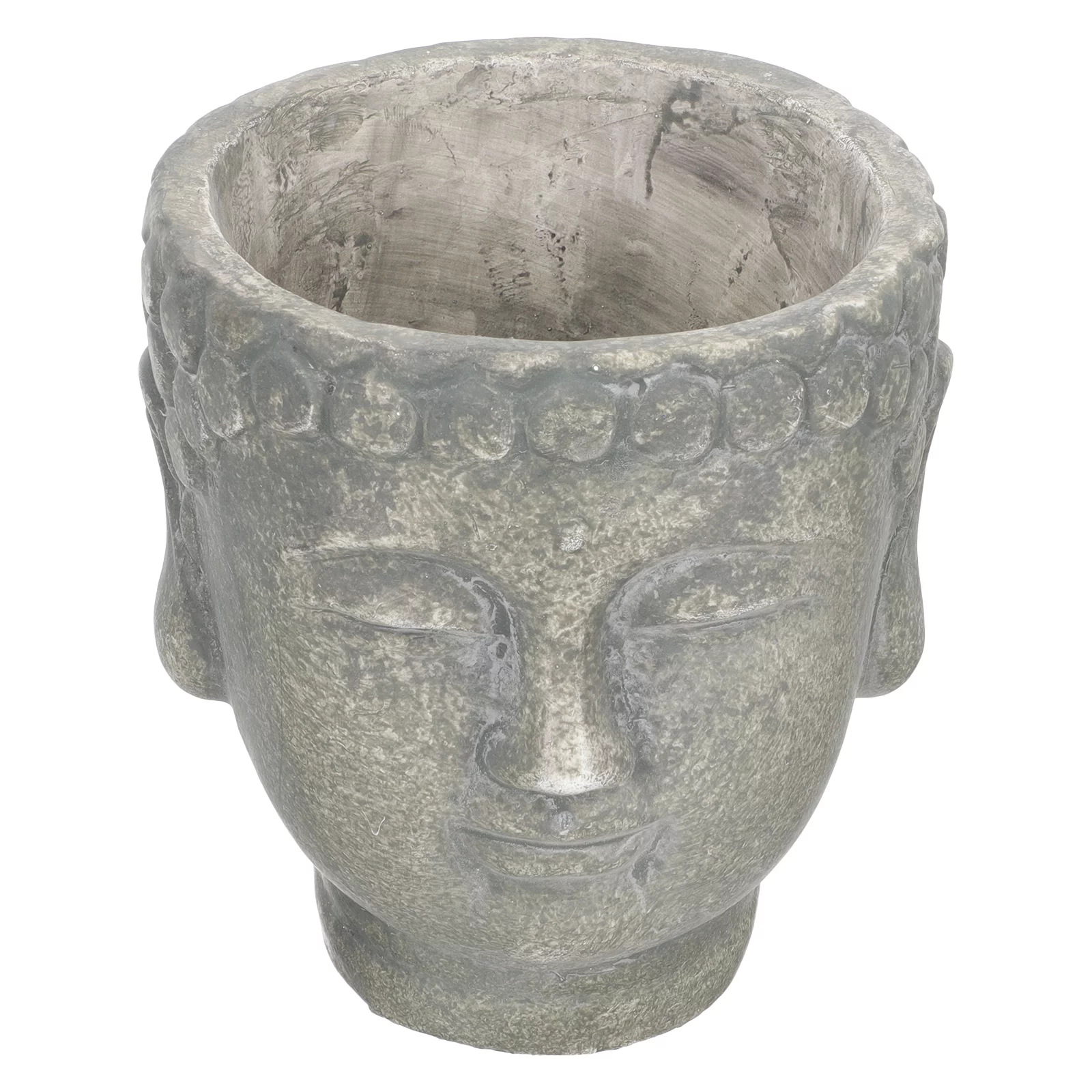 Qumonin Buddha Head Statue Zen Garden Flower Pot Plant Pot - Olive Green