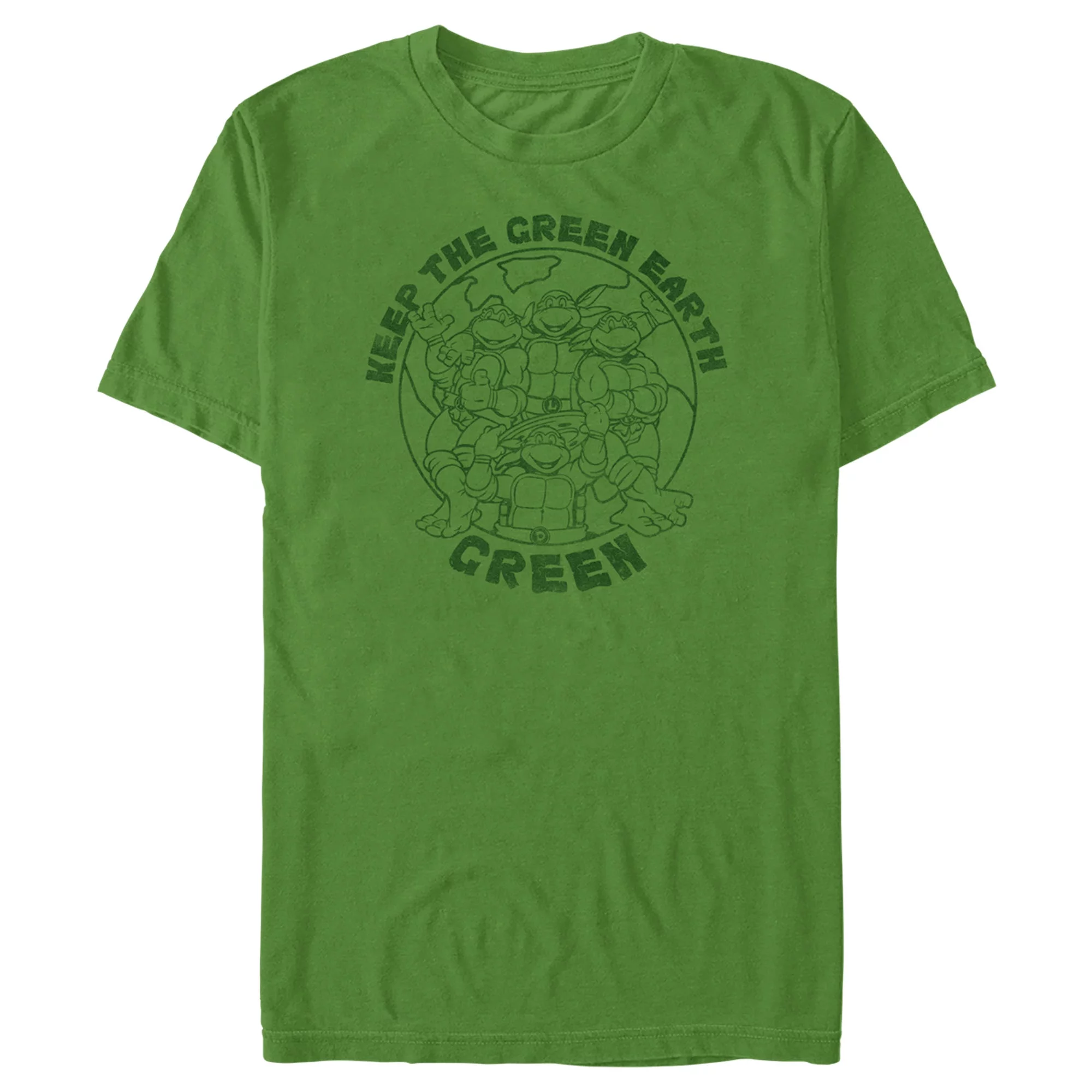 Men's Teenage Mutant Ninja Turtles Keep the Earth Green  Graphic Tee Kelly Green 3X Large