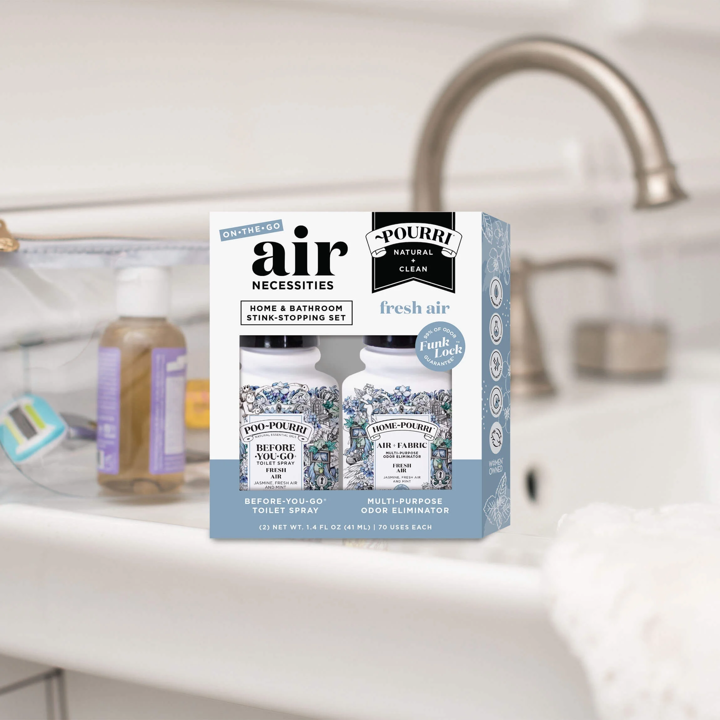 ~Pourri Air Necessities Duo Set Home~Pourri + Poo~Pourri, Fresh Air, 2 pack