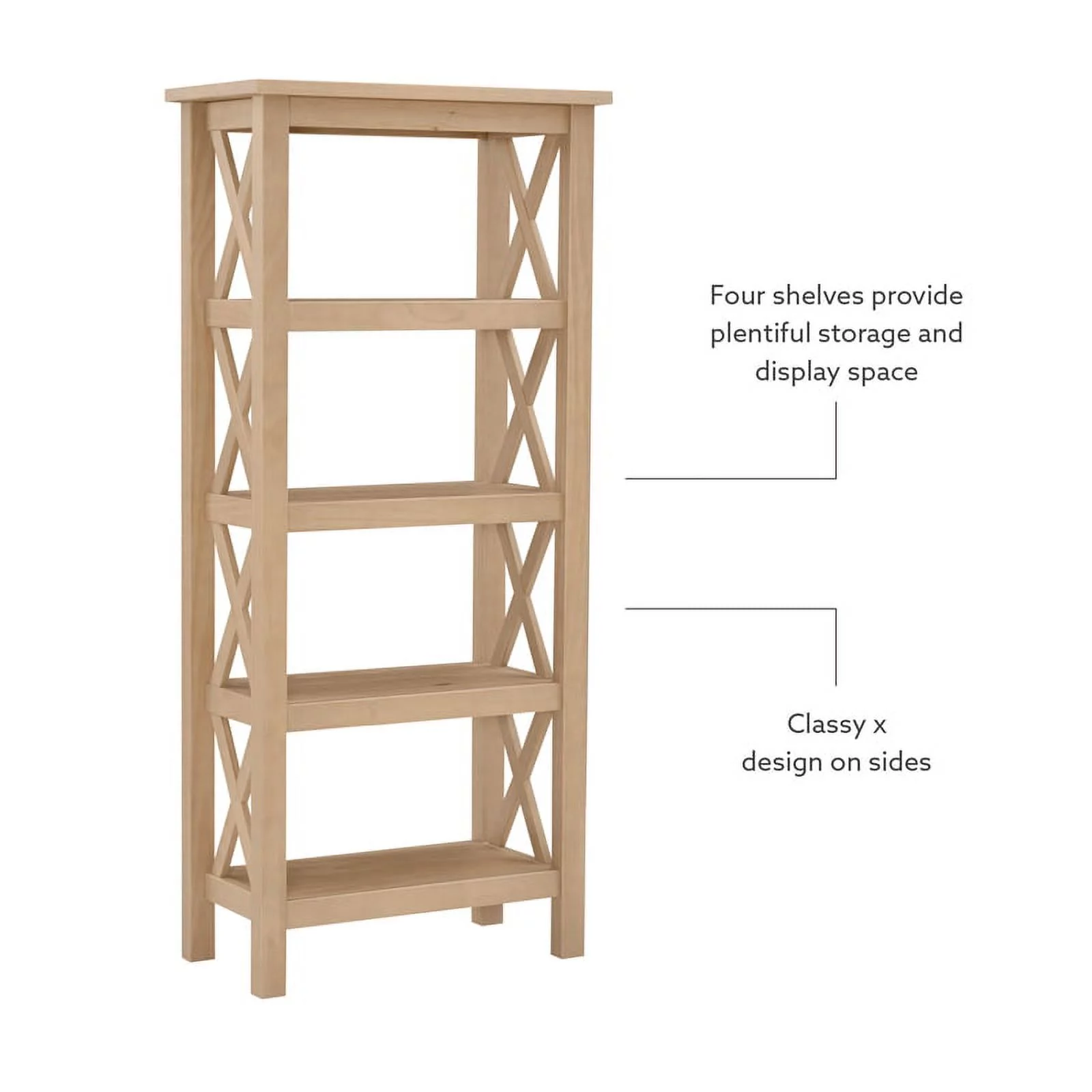 Linon Dalton Pine Wood Bookcase in Driftwood Brown