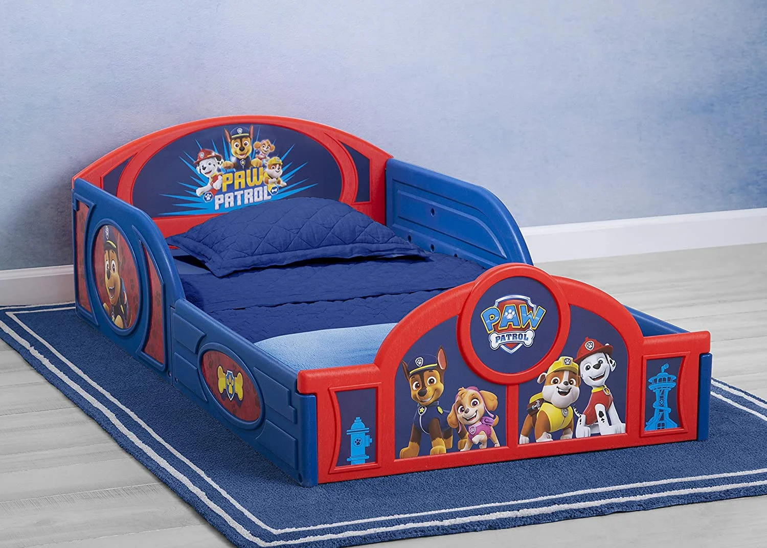 Delta Children Nick Jr. PAW Patrol Plastic Sleep and Play Toddler Bed with Attached Guardrails