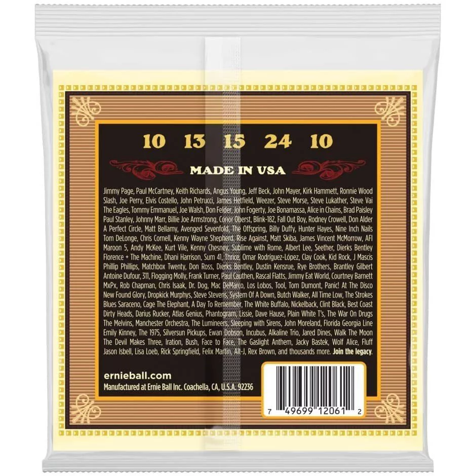 2 PACK Ernie Ball 2061 Earthwood 80/20 Bronze 5-String Banjo Frailing Strings
