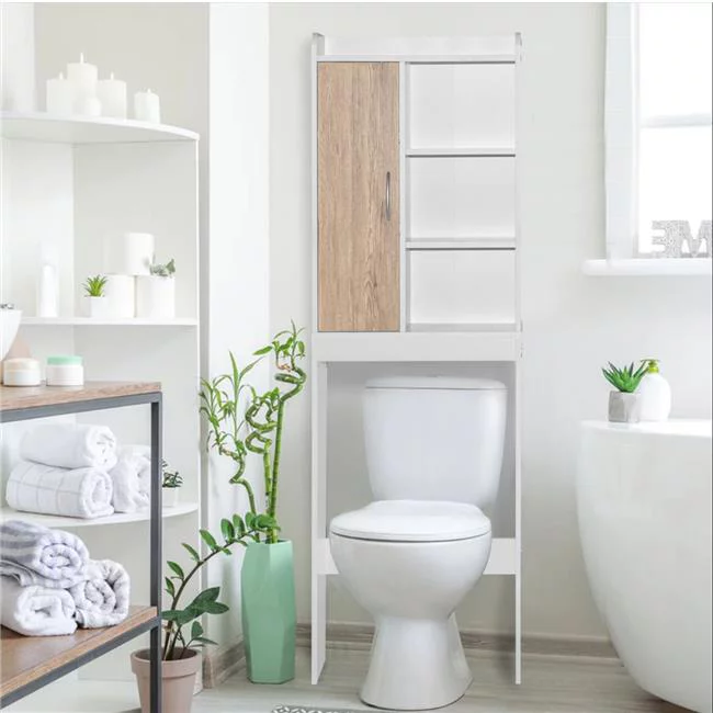 Ace Over-The-Toilet Storage Shelf, White & Natural Oak