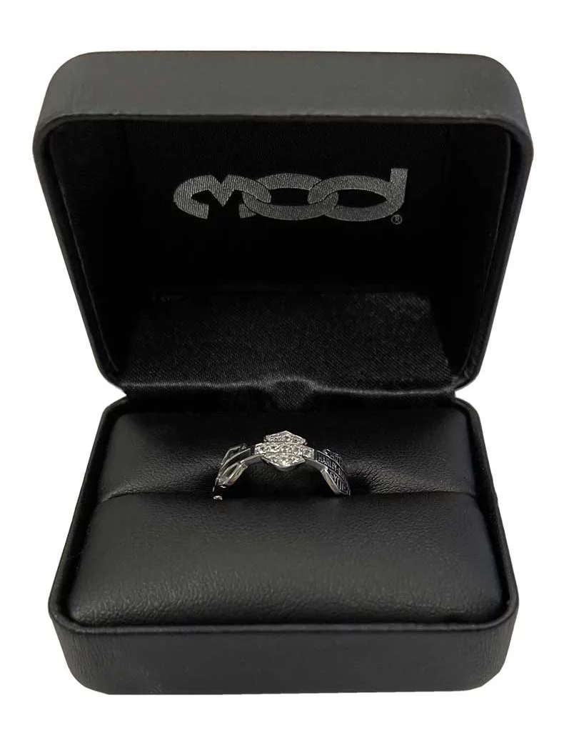 Harley-Davidson Women's Ring, Multi Bar & Shield Logo Band, Silver HDR0227 (5), Harley Davidson