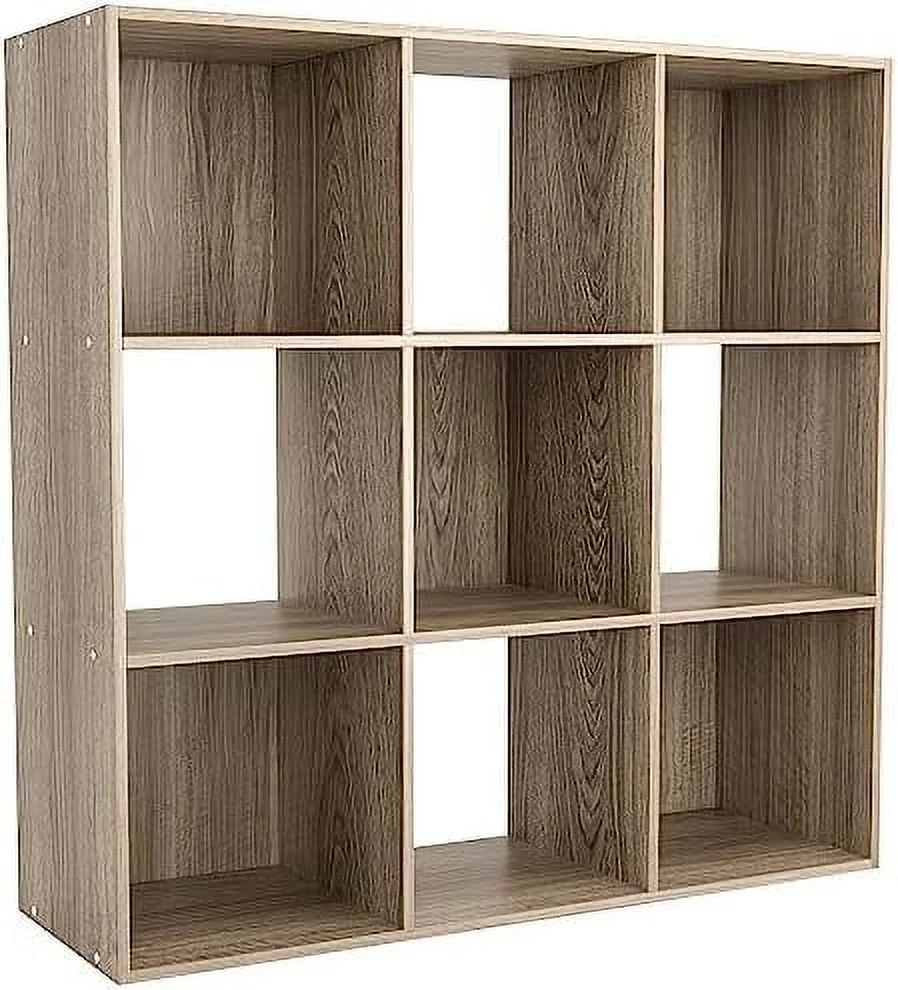 ZWNLKQG 9 Cube  Organizer  with 5 Removable Back Panels Freestanding 3-Tier Open Wood Bookshelf for Home  Office  Bedroom  Living Room  Black