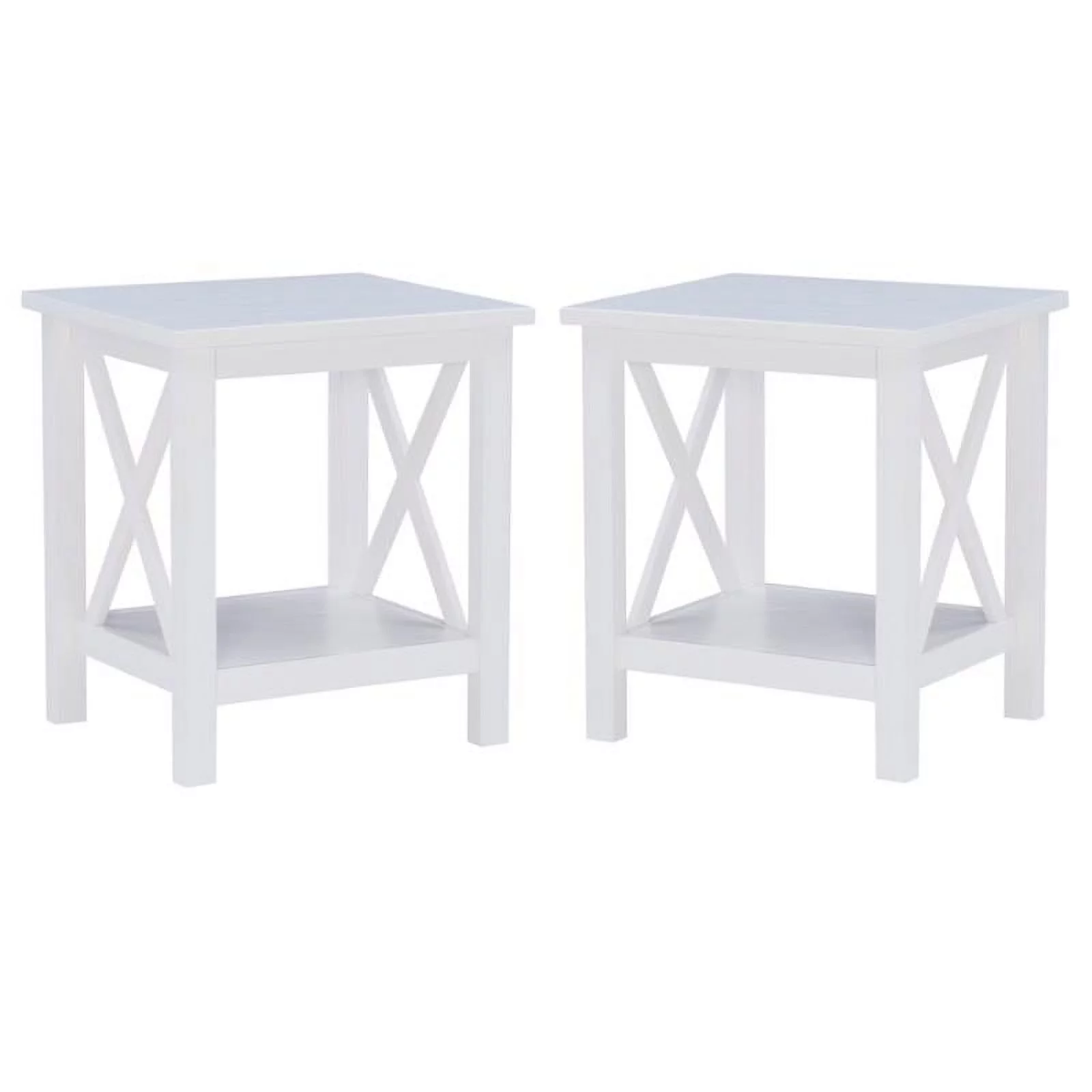 Home Square 2-Piece Furniture Wood MDF End Table Set in Antique White