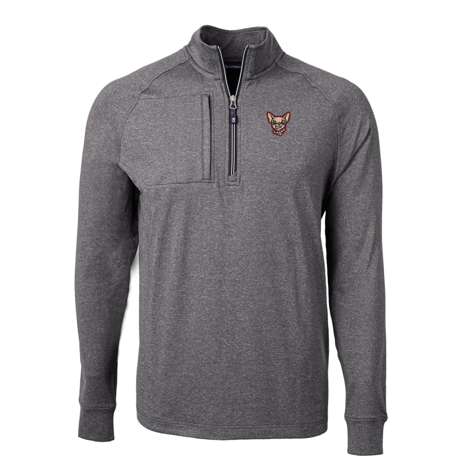 Men's Cutter & Buck  Heather Black El Paso Chihuahuas Adapt Eco Knit Heather Recycled Quarter-Zip Pullover