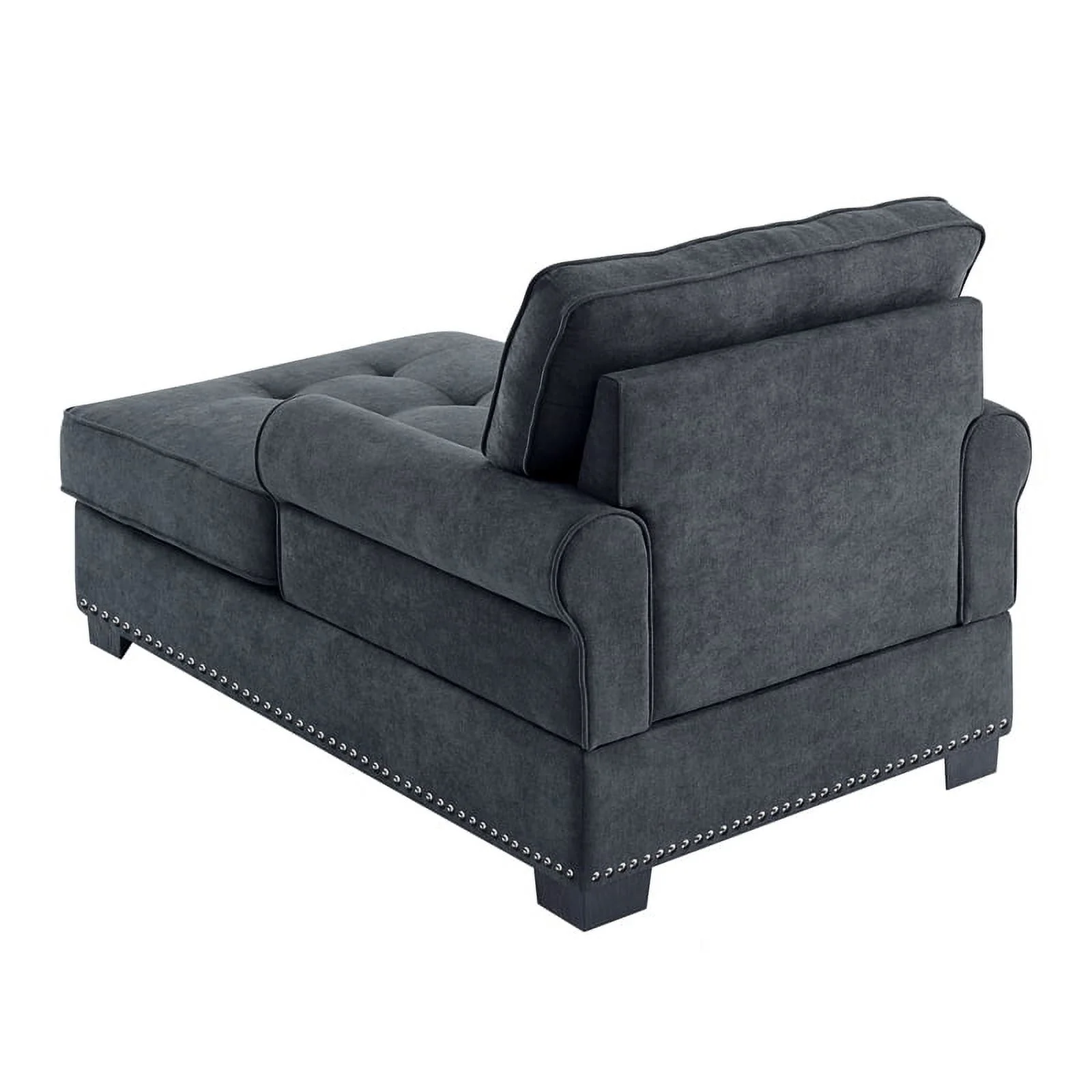 Partner Furniture Tufted Polyester Fabric Chaise Lounge in Gray