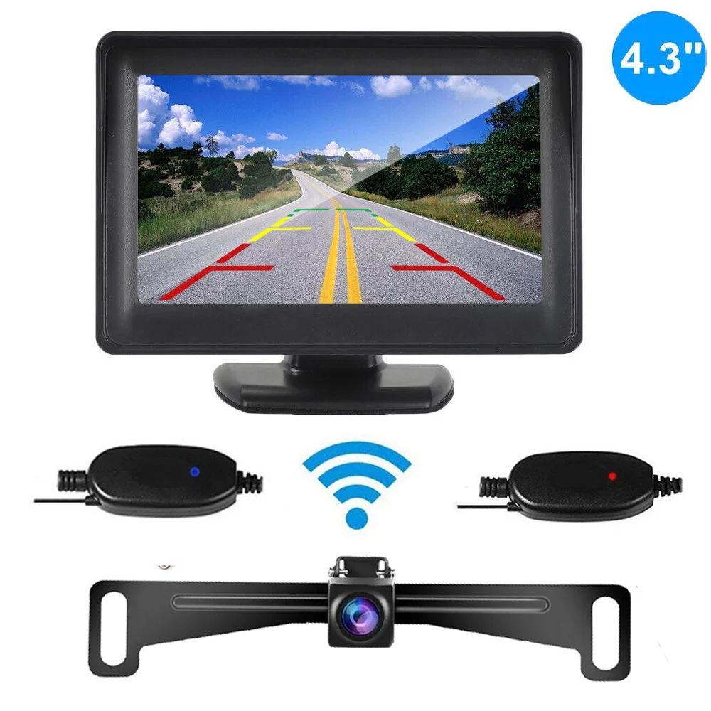 Wireless Car Backup Camera Rear View HD Parking System Night Vision+ 4.3 Monitor
