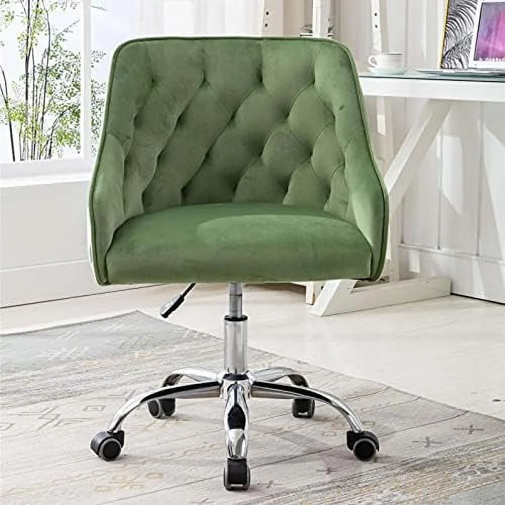TJUNBOLIFE Home Office Swivel Velvet Chair  Modern Task Chair with Wheels  Vanity Chair for Bedroom