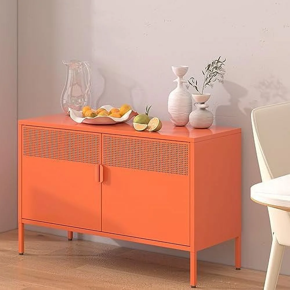 YPZBBOOM 2 Door Metal Accent Cabinet Metal  Cabinet with Adjustable  2-Tier Office Cabinet Multipurpose Metal Locker  Cabinet for Office Home (White)