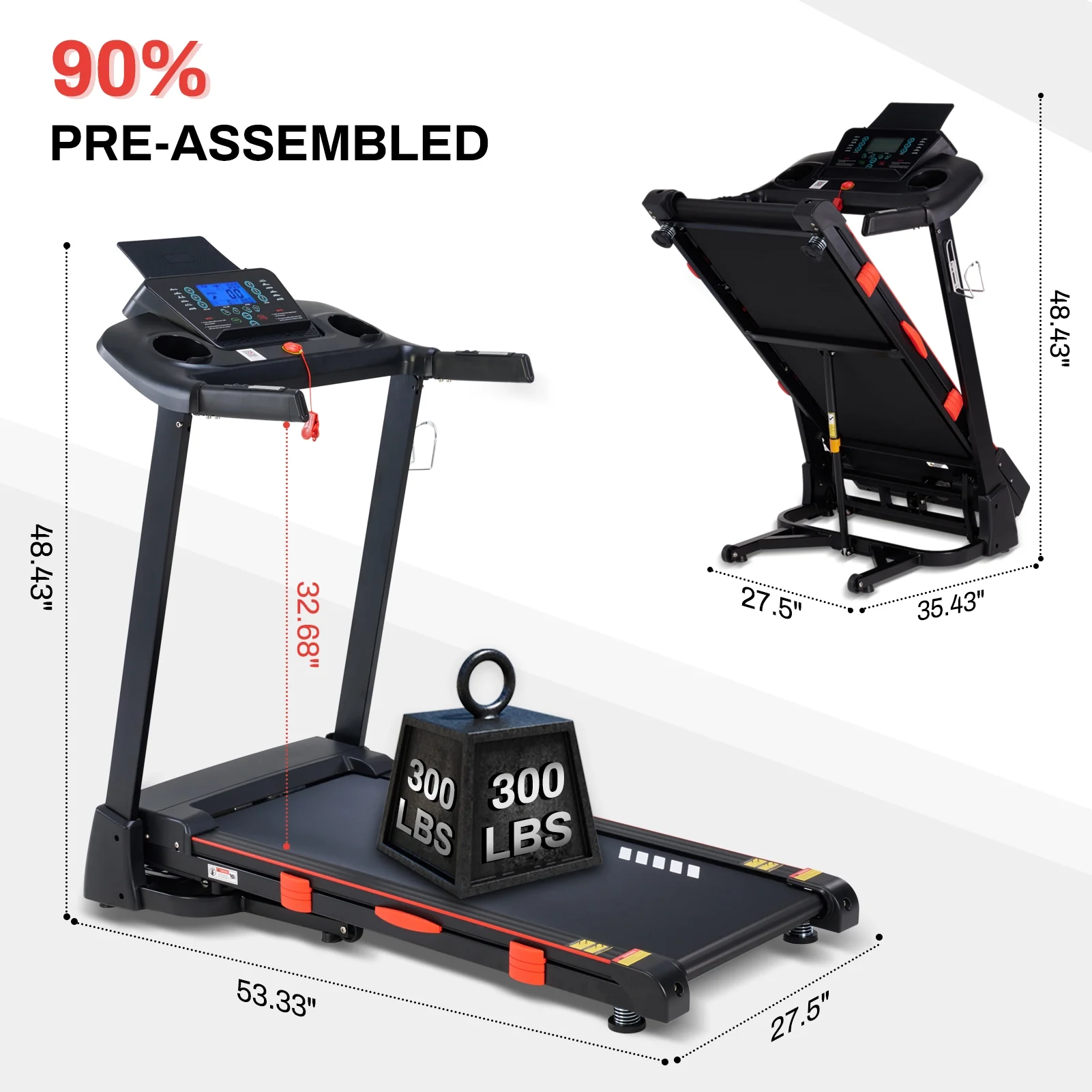 Treadmills for Home with 15% Auto Incline, 36 Programs Foldable Treadmill Machine with Bluetooth APP, 0.5-10 MPH, and 18” Wide Belt, 2.5 HP Smart Incline Running Treadmill for Office