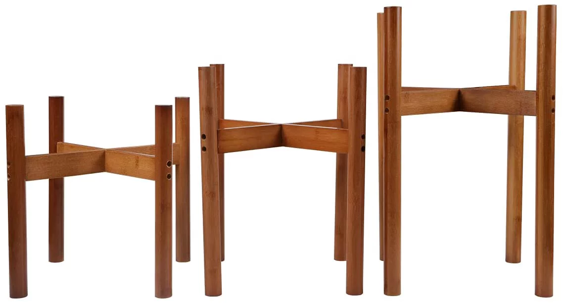 Magshion Mid-Century Bamboo Wood Plant Stand Pot Holder Flower Pot Stand Fit Up 12.5in Planter(Pot Not Included)