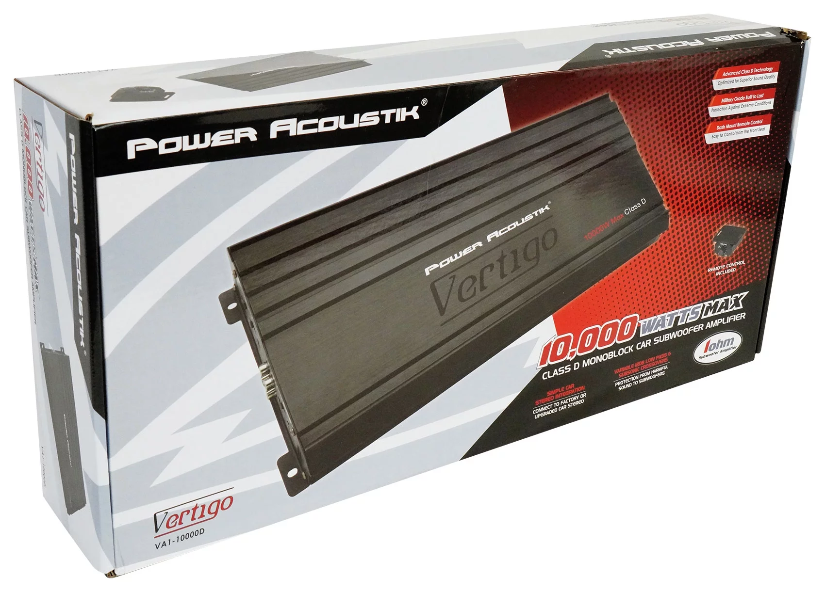 Power Acoustik VA1-10000D 10,000w Mono Class D Car 1-Ohm Car Amplifier+Amp Kit