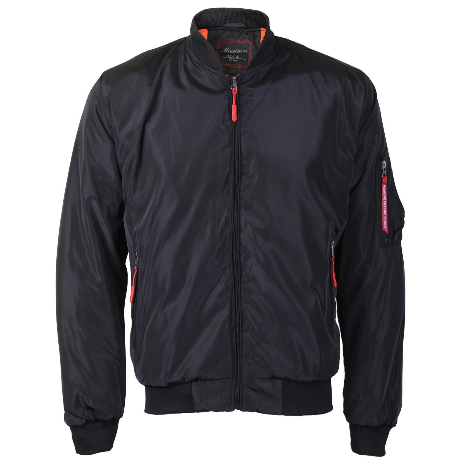 Maximos Men's Lightweight Water Resistant Reversible Flight Bomber Jacket MIKE (Black,S)