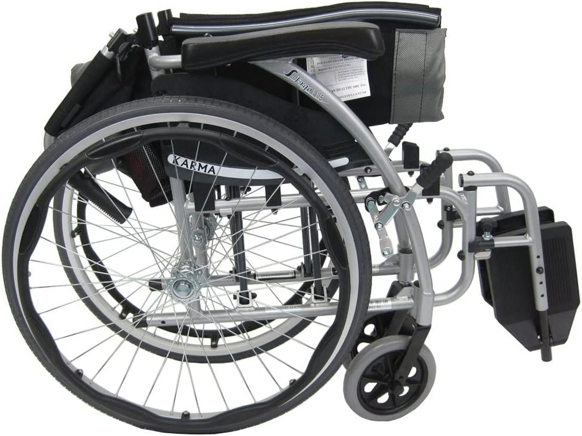Karman S-125 Ergonomic Ultra Lightweight Manual Wheelchair, Pearl Silver, 18