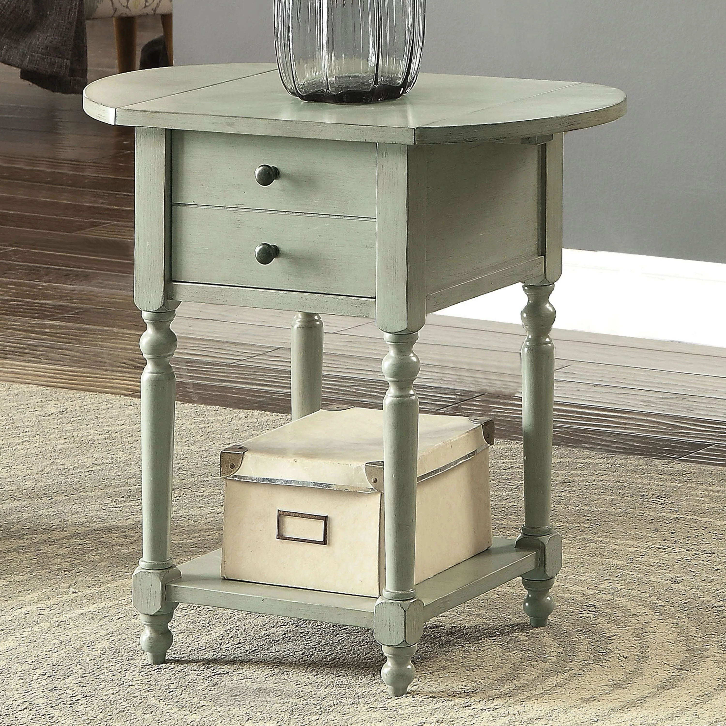 Furniture of America Kist French Country 25-inch Solid Wood 1-Shelf Side Table by  Antique Grey