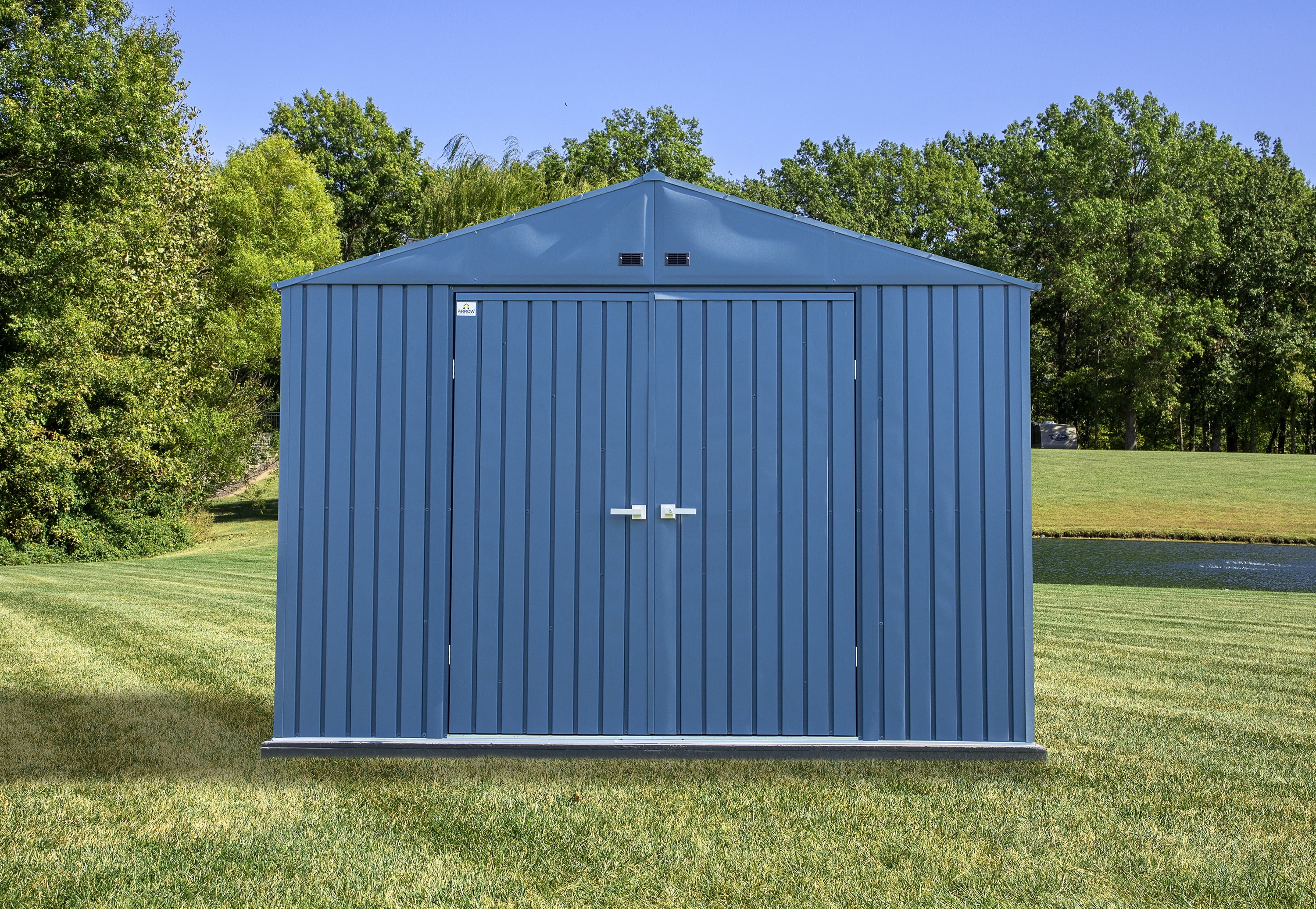 Arrow Elite Steel Storage Shed, 10x14, Blue Grey