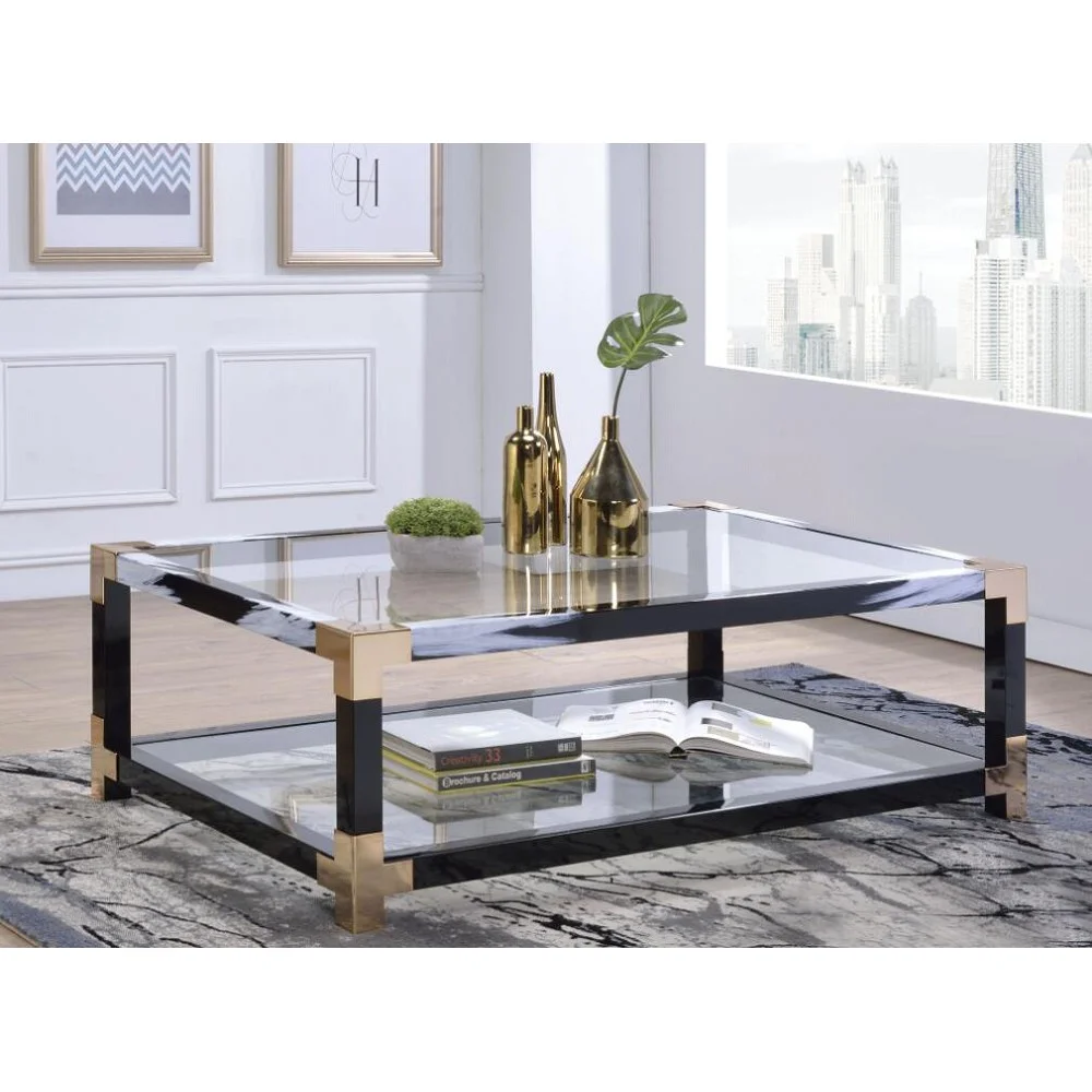 CoSoTower Coffee Table in White Brushed & Clear Glass