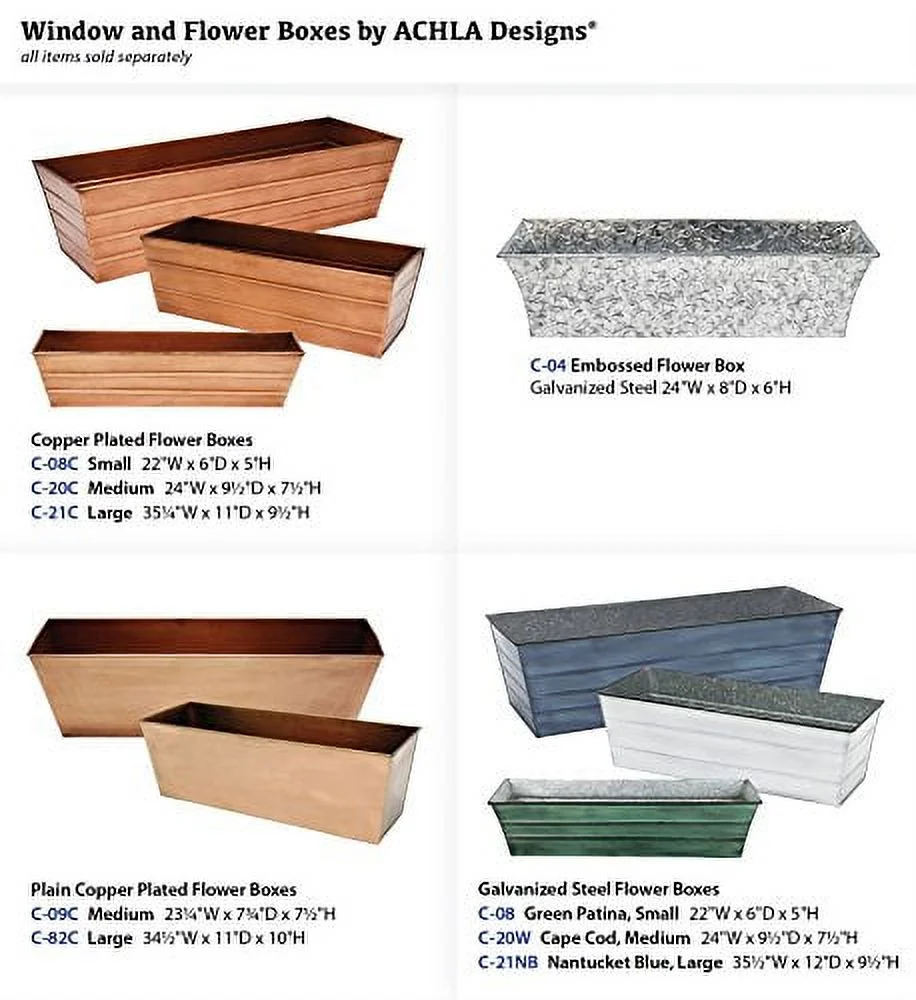 Achla Designs Plain Copper Window Flower Box Planter- Medium (23 1/4