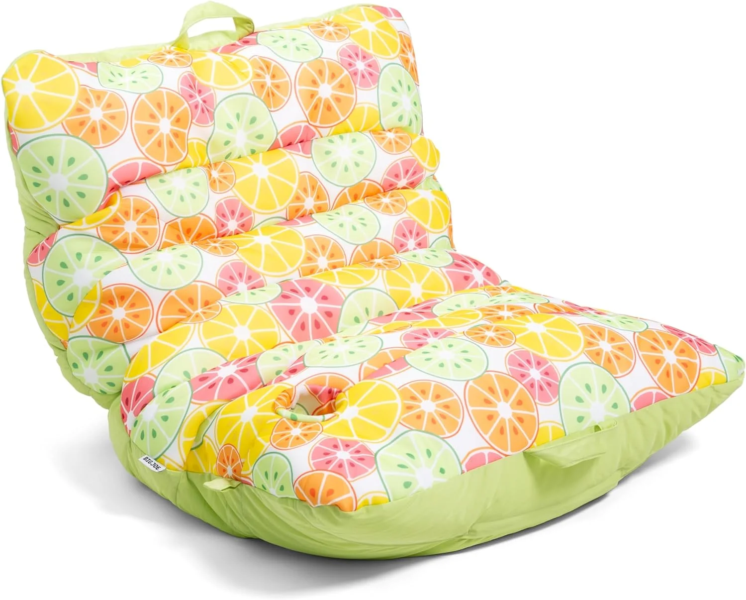 Big Joe Roma Float No Inflation Needed Pool Float with Drink Holder, Citrus Burst Double Sided Mesh, Quick Draining Fabric, 3 feet