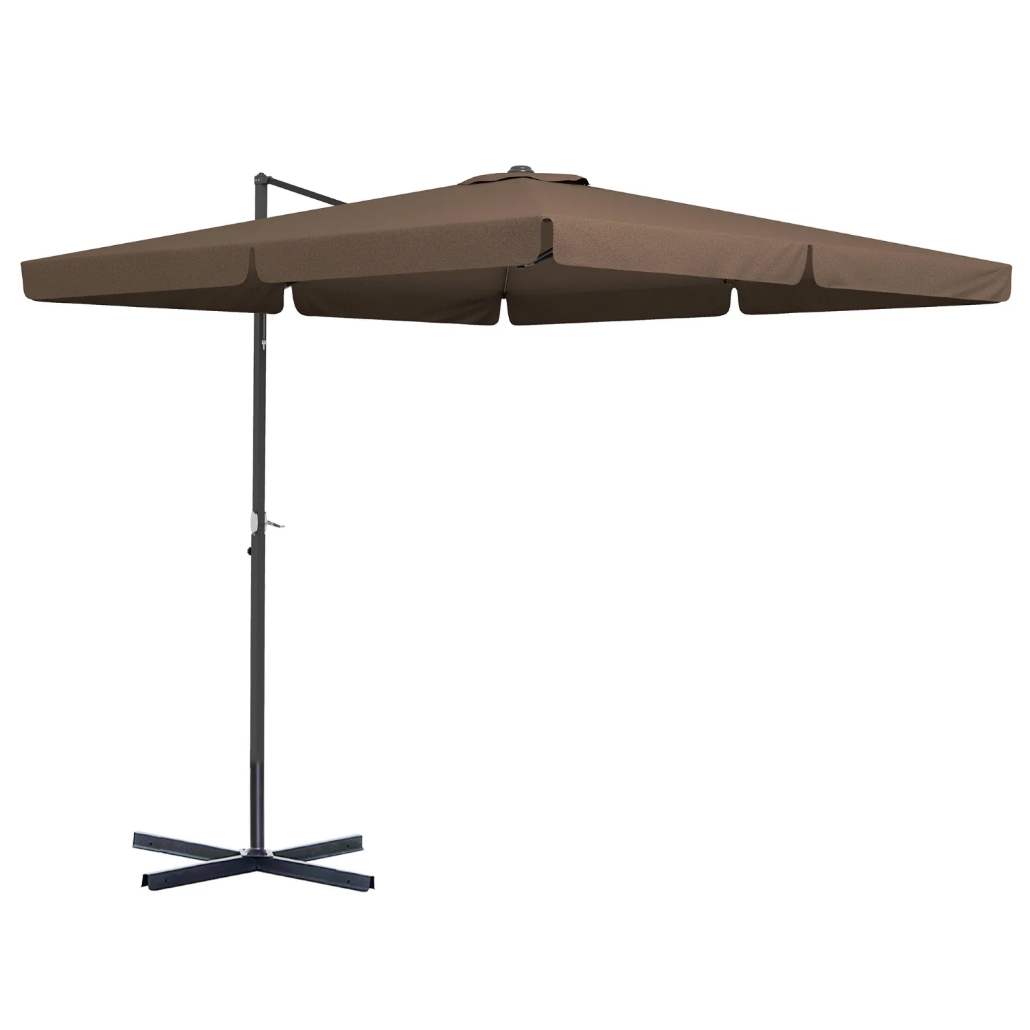 YLtoohoom 10‘ Cantilever Patio Umbrella  Square Offset Umbrella with Tilt  Crank  Cross Base  Aluminum Pole and Air Vent  Hanging Umbrella for Garden  Pool  Backyard  Tan