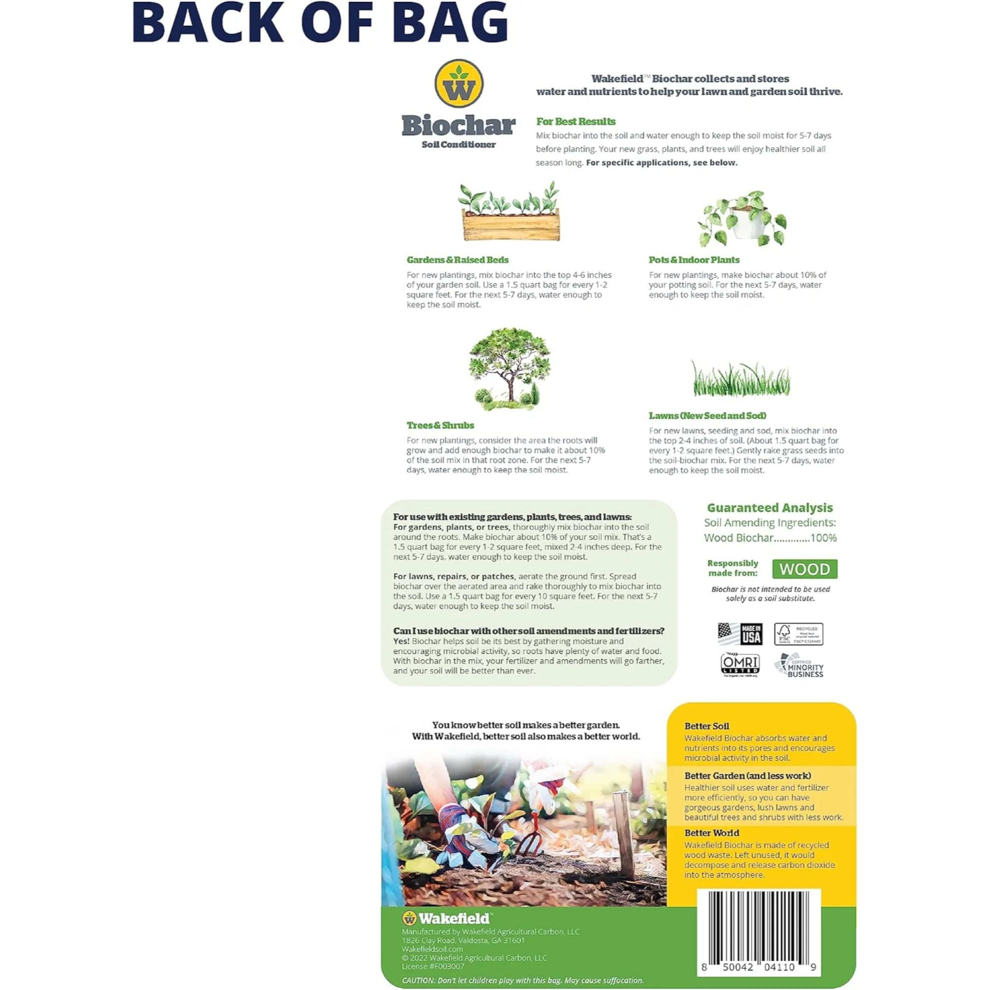 Wakefield Biochar Soil Conditioner - 1.5 Quarts