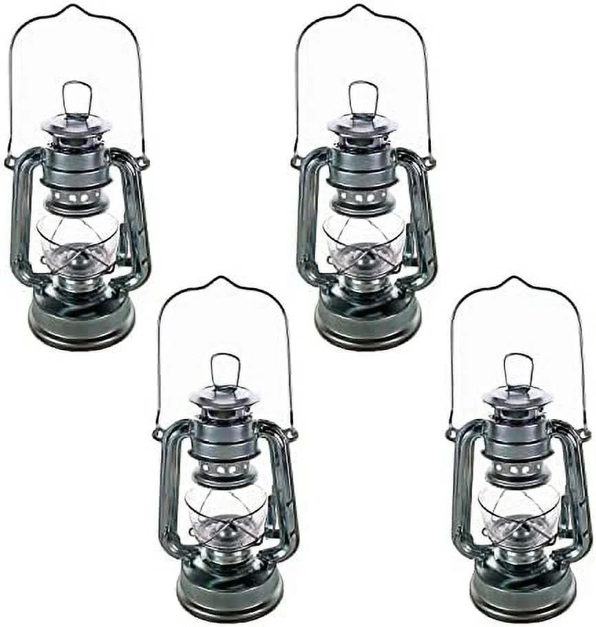 Silver Kerosene Oil Lantern Emergency Hanging Light / Lamp - 8 Inches (4)