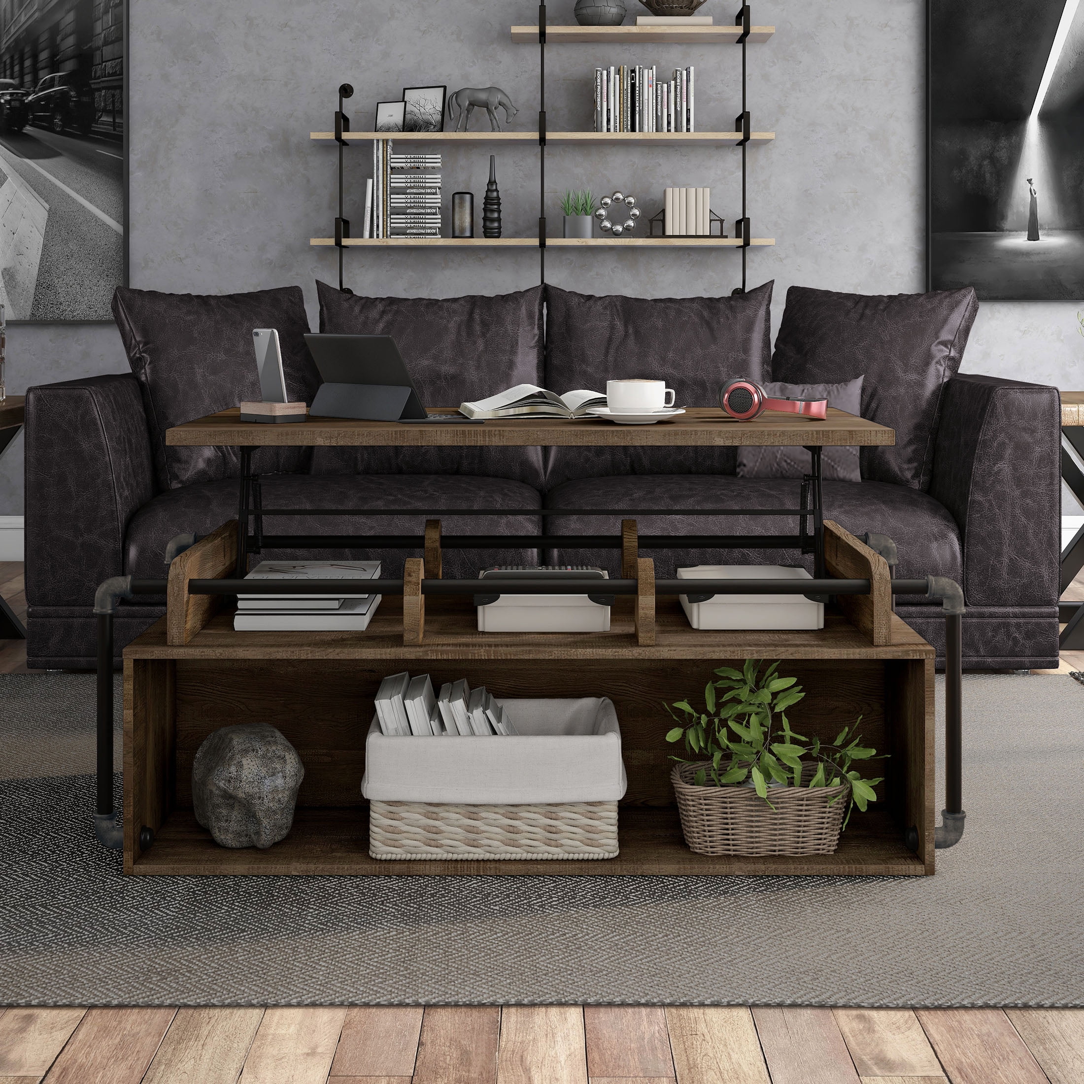 Furniture of America Junis Lift-top Coffee Table, Reclaimed Oak