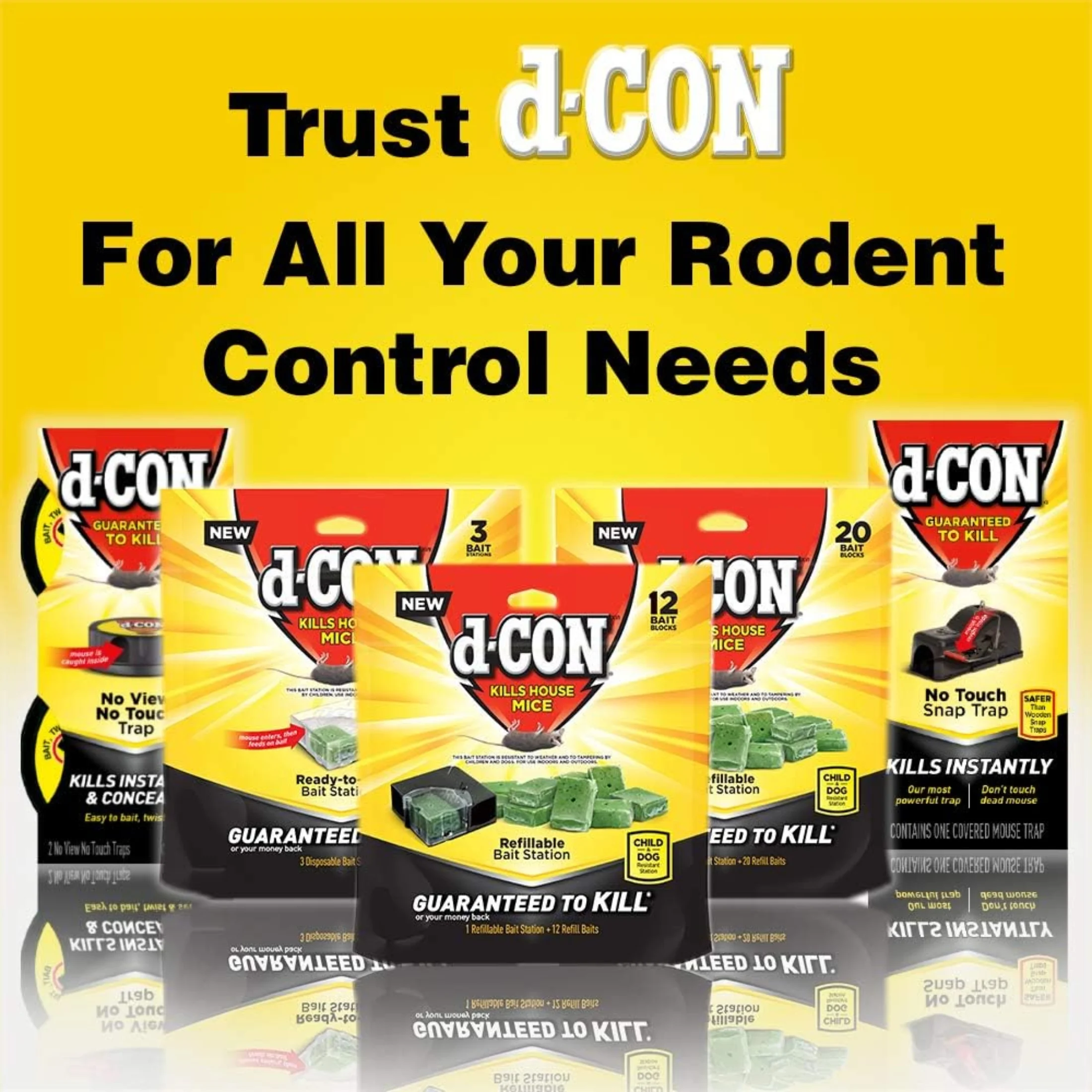 D-CON Ready-to-Use Bait Station 3 Bait Stations Reduce Chance to Come Contact Rodent Easy to Set with no Fear Snapping your Fingers Tunnel Entrance Sensitive Trigger No Stolen Bait Effective Pack of 3