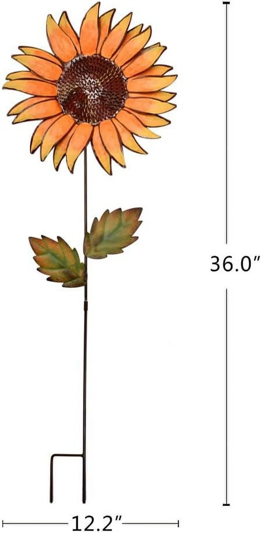 Metal Sunflower Garden Stake Decor Outdoor Sunflower Yard Stakes Sunflowers Yard Art Large Garden Sunflower Decor Flower Yard Lawn Ornaments Patio Decor Planter Stake (36 Inches High)