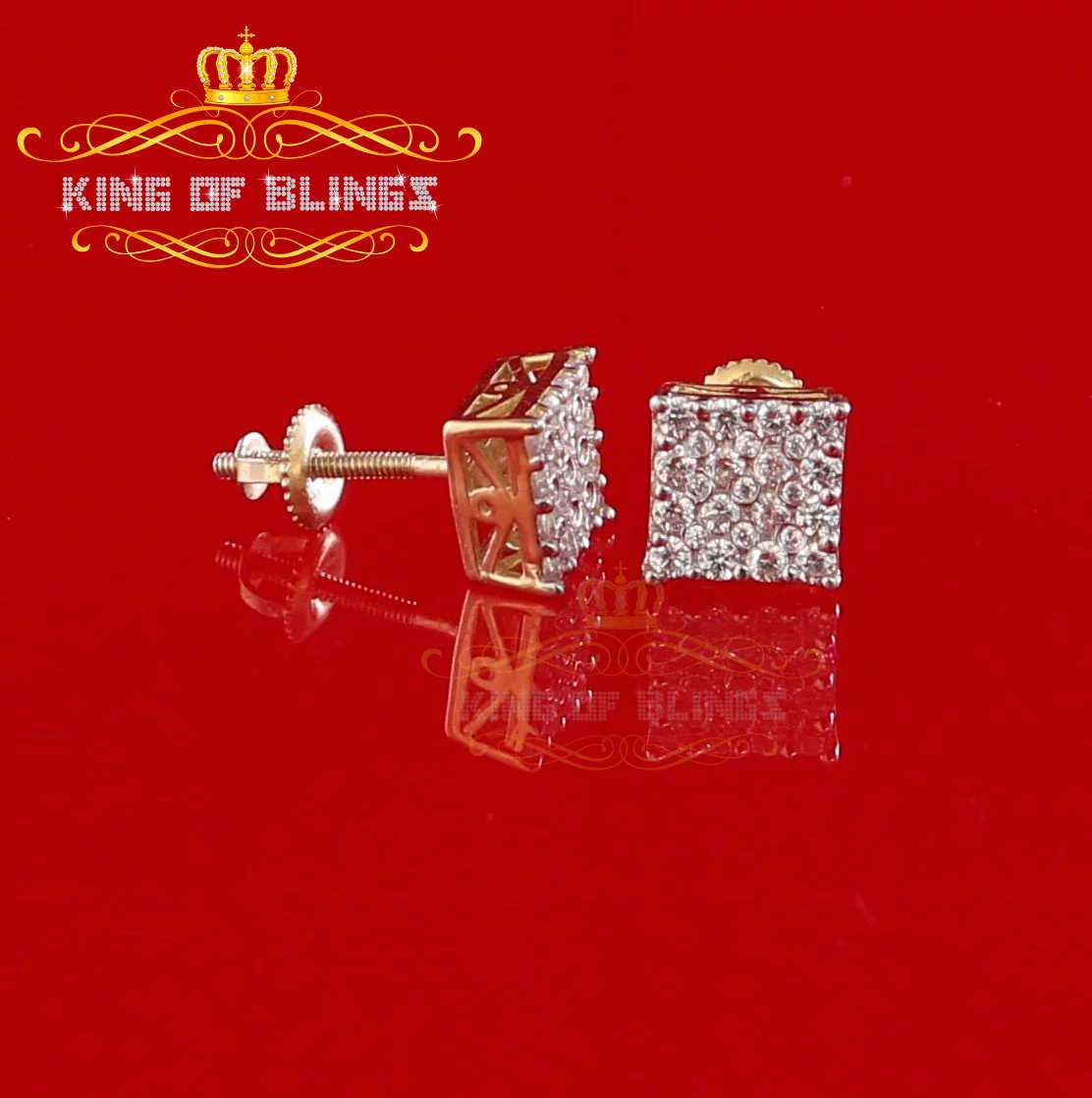 King of Bling's 0.88ct Cubic Zirconia 925 Yellow Sterling Silver Women's Hip Hop Square Earrings