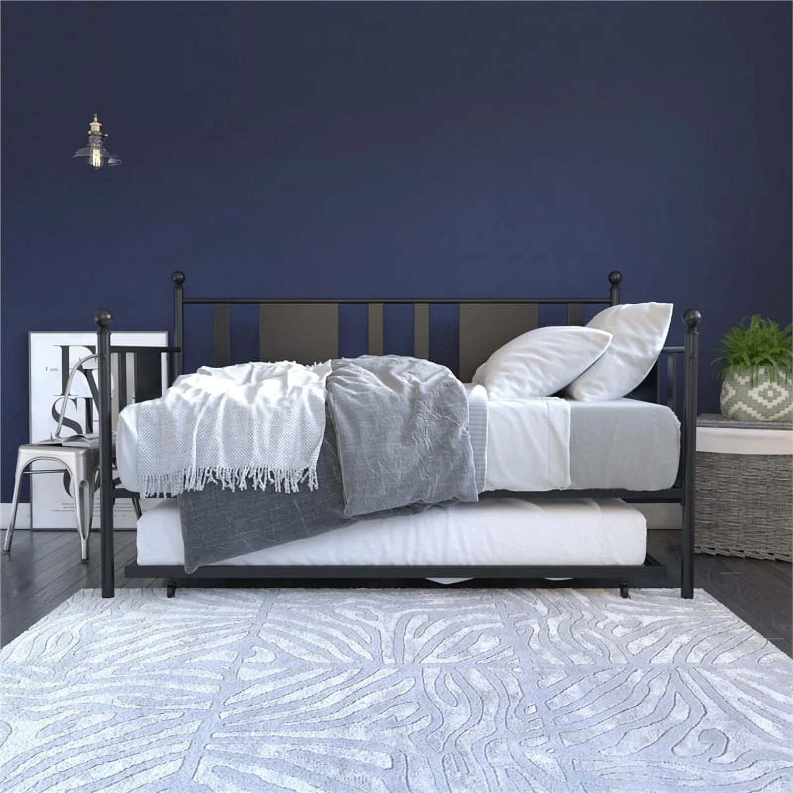 DHP Lavinia Metal Daybed and Trundle Twin in Black