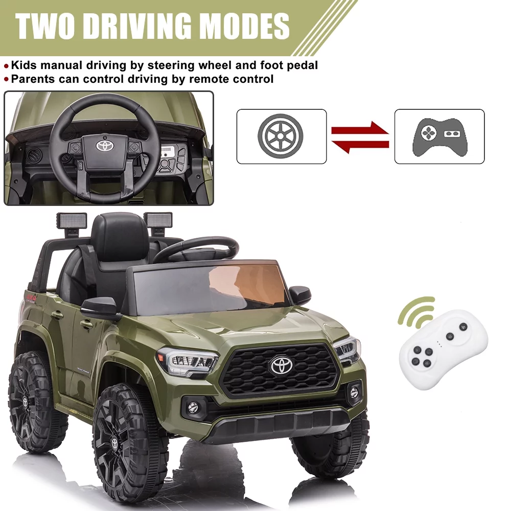 uhomepro Green 12 V Toyota Tacoma Kids Powered Ride On Car with Remote Control, MP3 Player