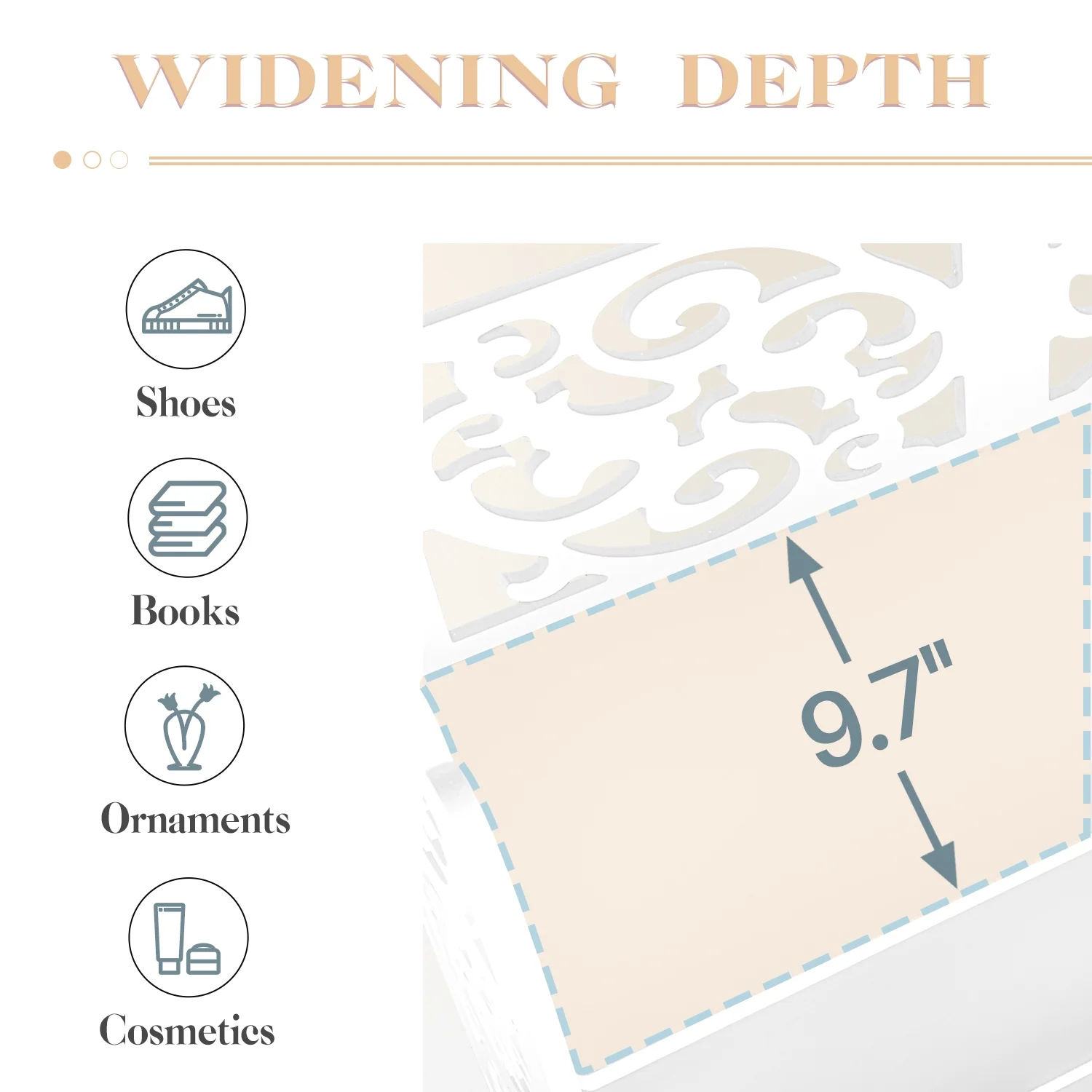 Versatile 5-Tier Wood-Plastic Shoe Rack Shoes Tower 15 of pairs of shoe White Finish