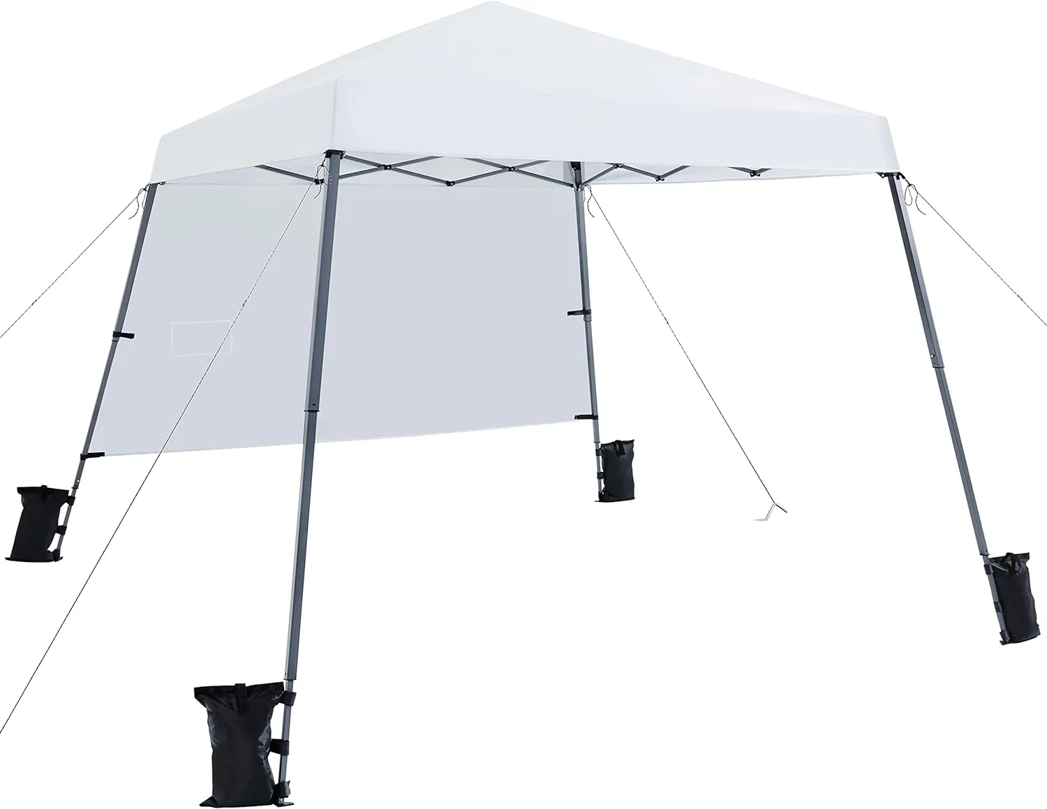 10x10 Base Portable Backpack Canopy: Easy Setup, with 1 Sidewall, 8x8 Top, Compact, White