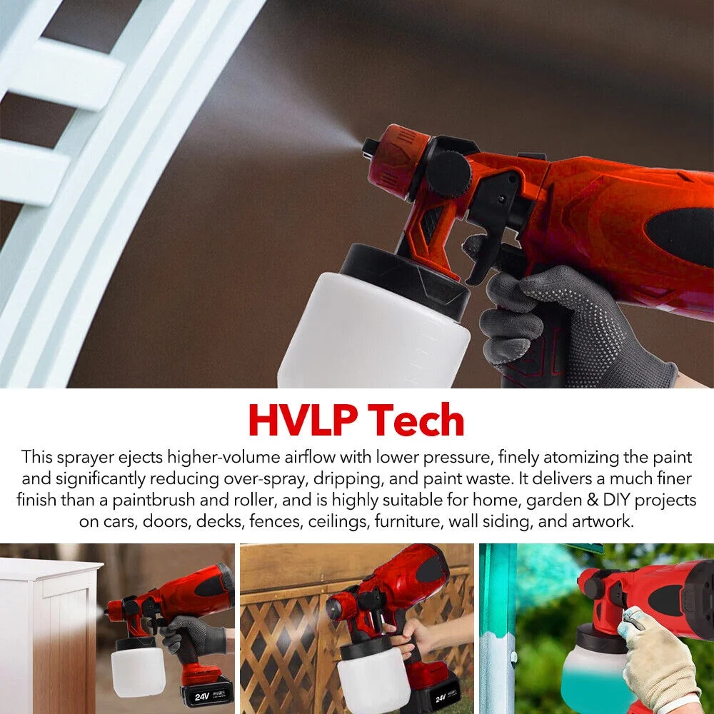 800W Electric Paint Sprayer 800ml Handheld HVLP Spray Gun Home Powerful & Rechargeable DIY Painting Tool
