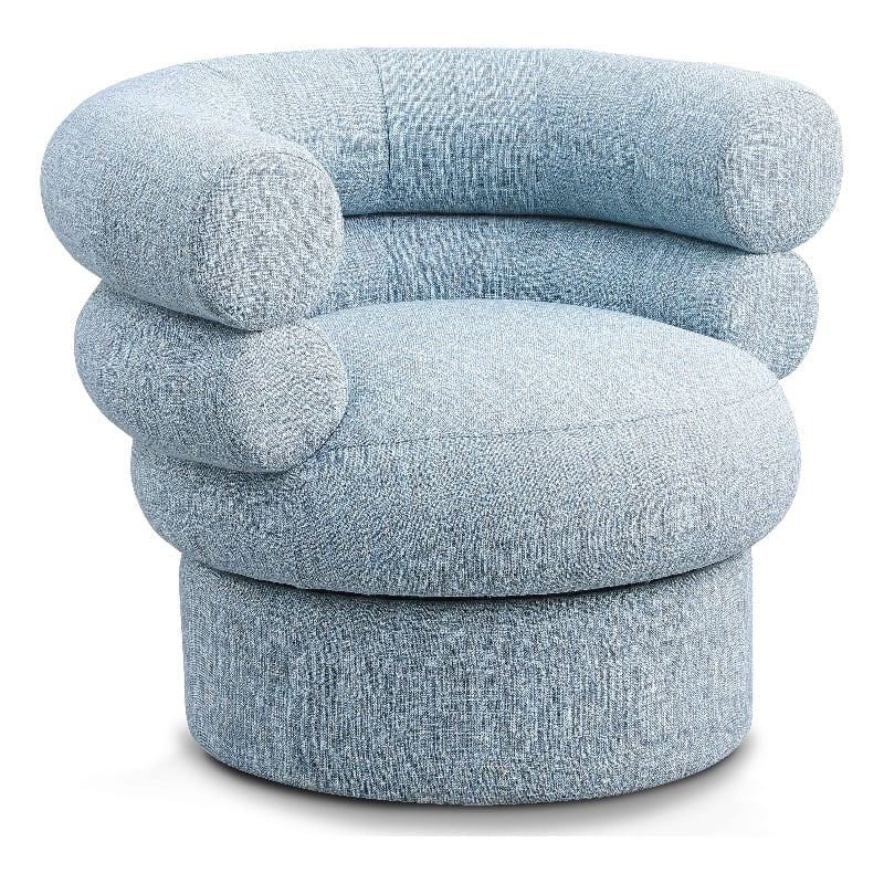 Meridian Furniture Valentina Lt Blue Linen Textured Fabric Accent Swivel Chair