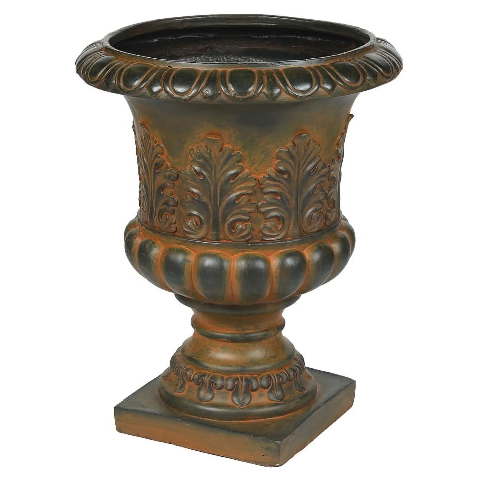 LuxenHome Set of 2 Weathered Orange/Brown MgO Urn Planter